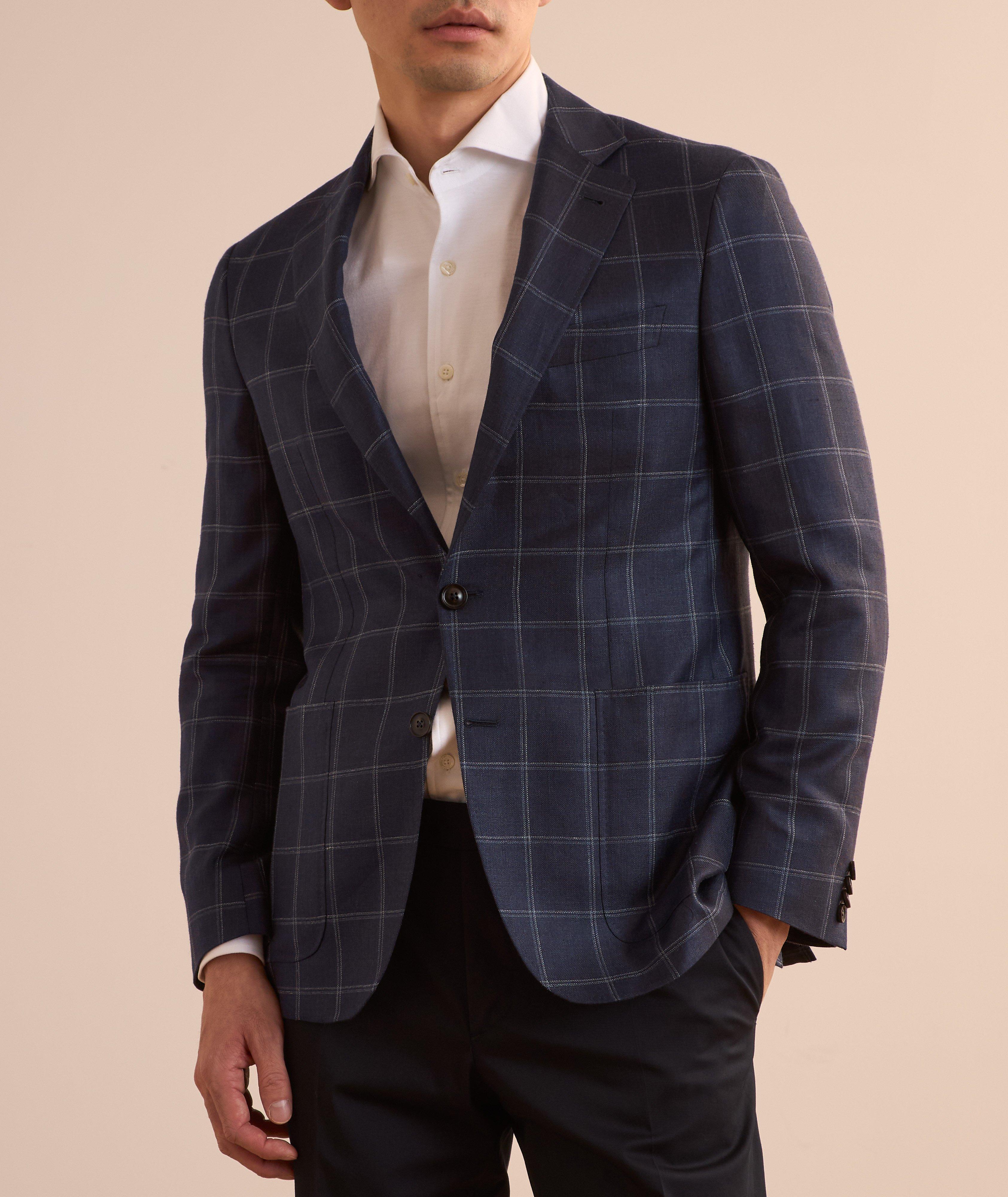 Kei Windowpane Wool-Linen-Silk Sport Jacket image 1