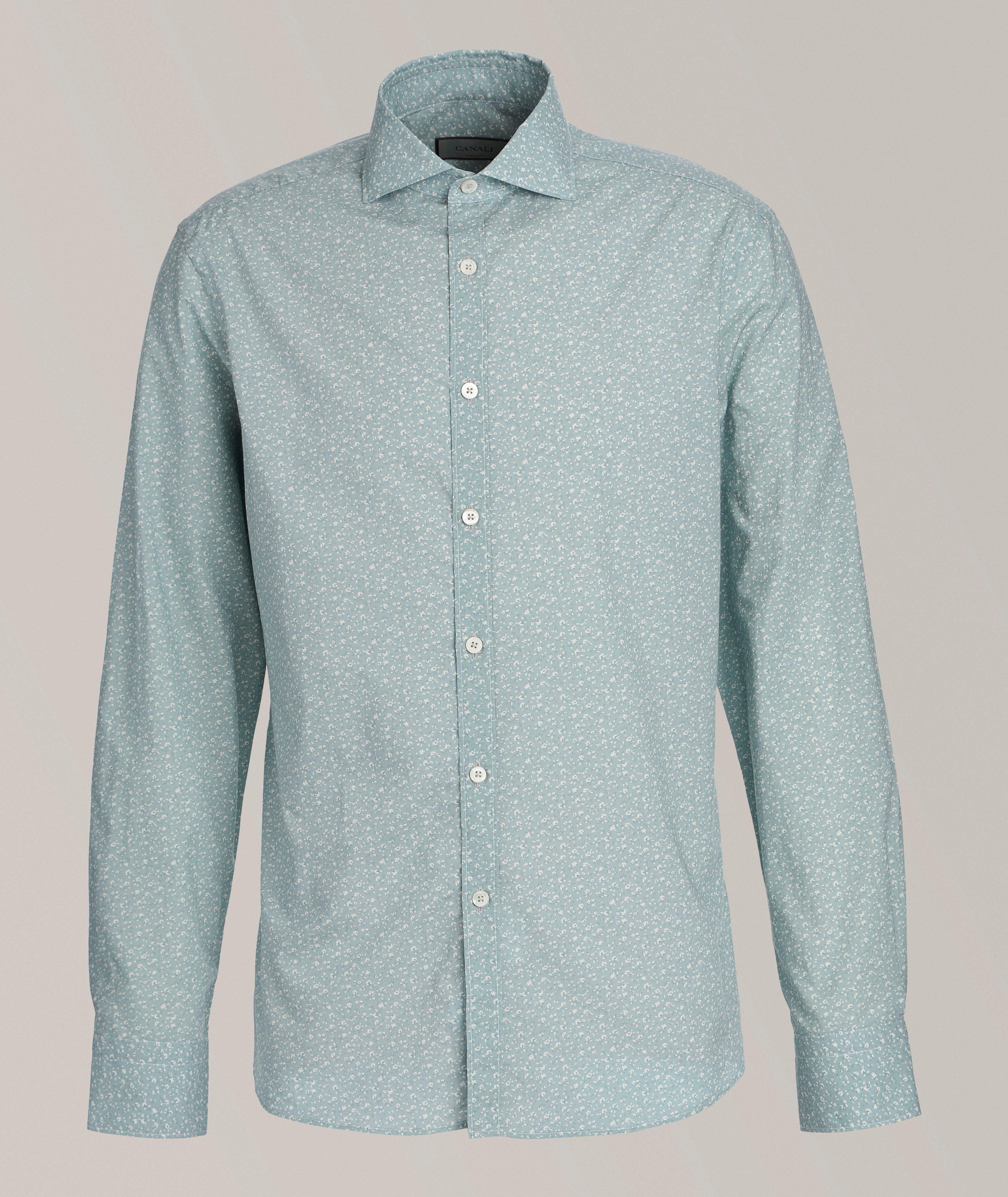 Canali Micro-Floral Cotton-Lyocell Shirt 