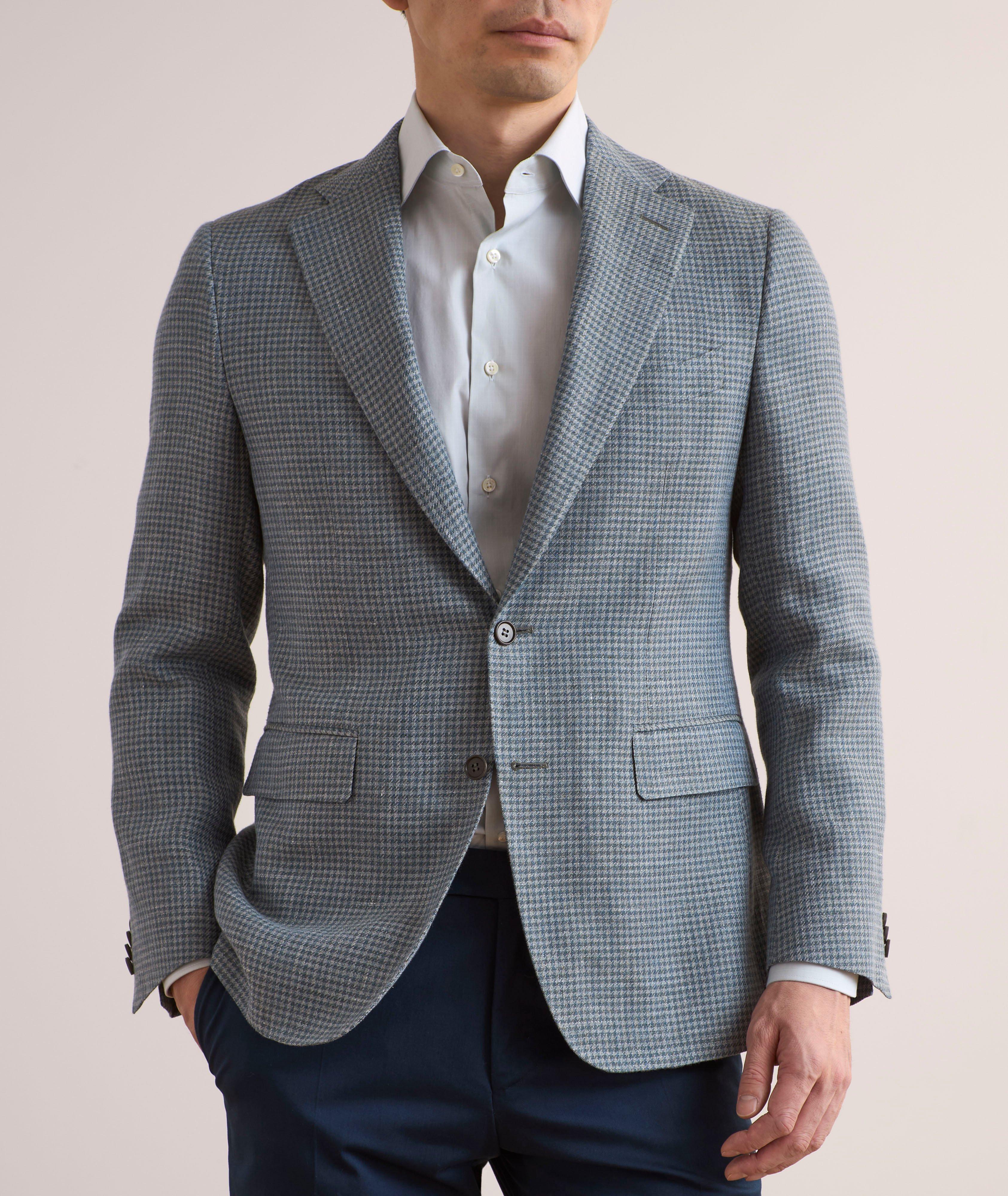 Capri Houndstooth Linen-Wool Sport Jacket  image 1