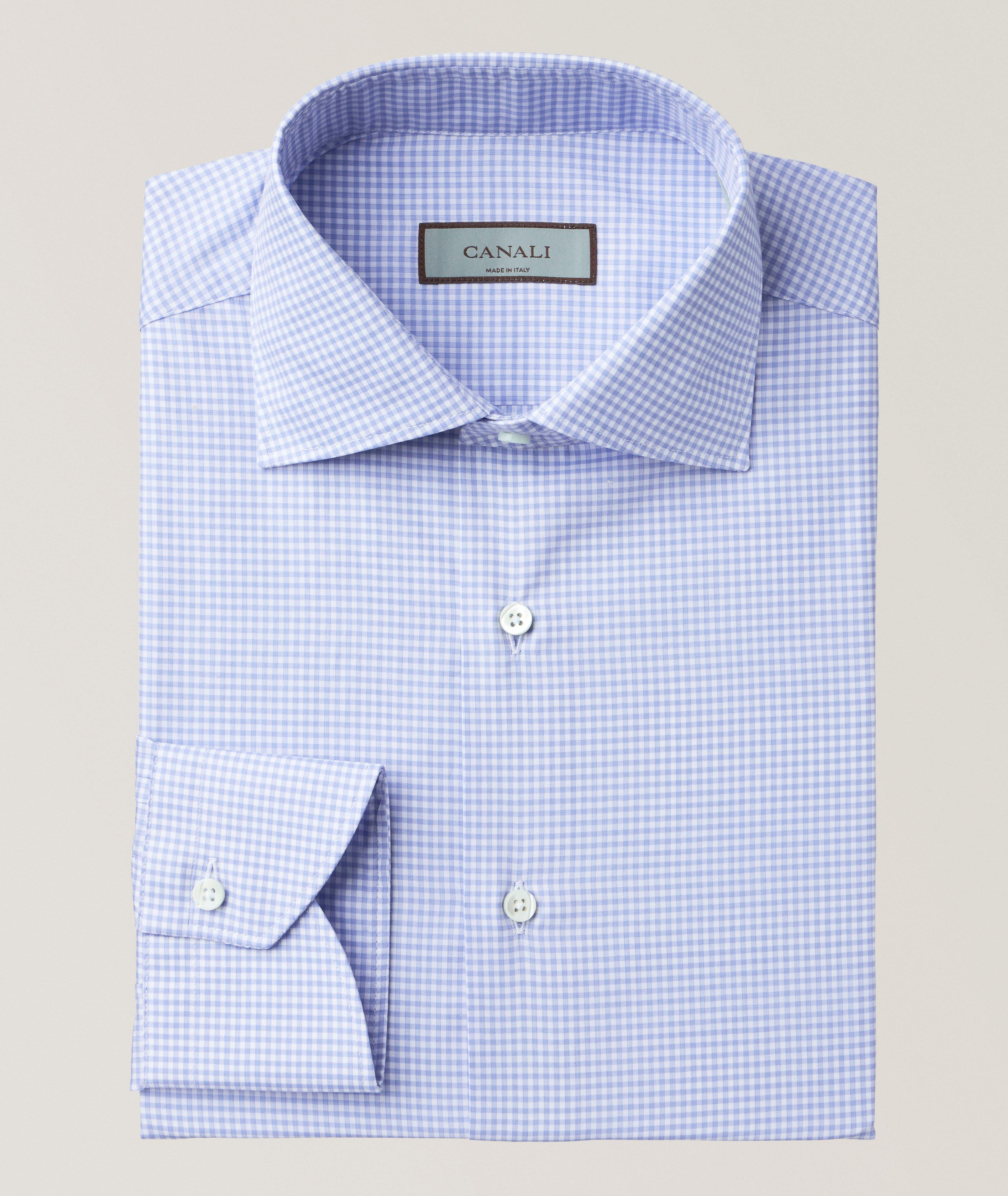 Micro-Gingham Cotton Dress Shirt image 0