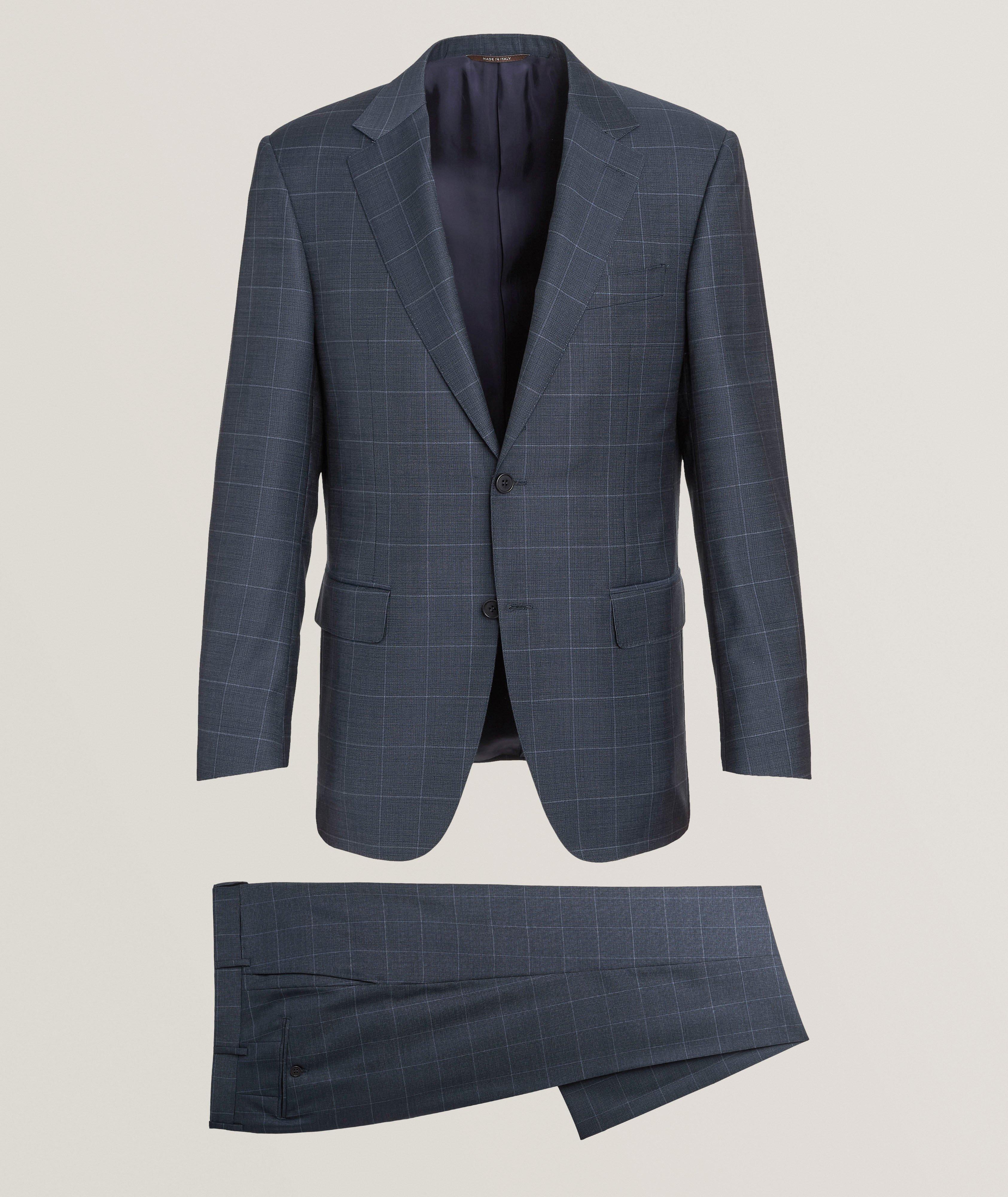 Denim-Effect Windowpane Wool Suit image 0