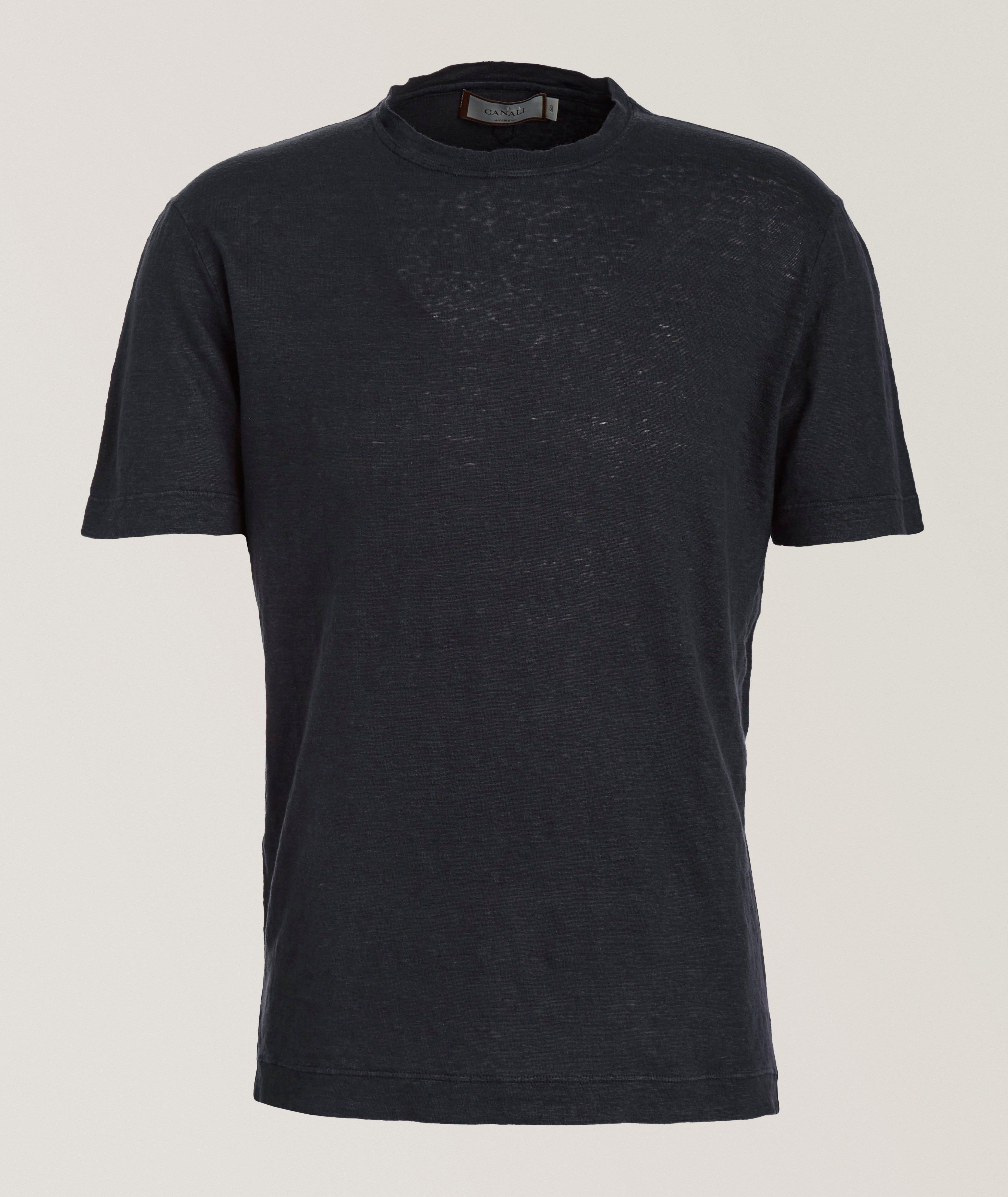 Canali T-shirt en lin teint en pièce