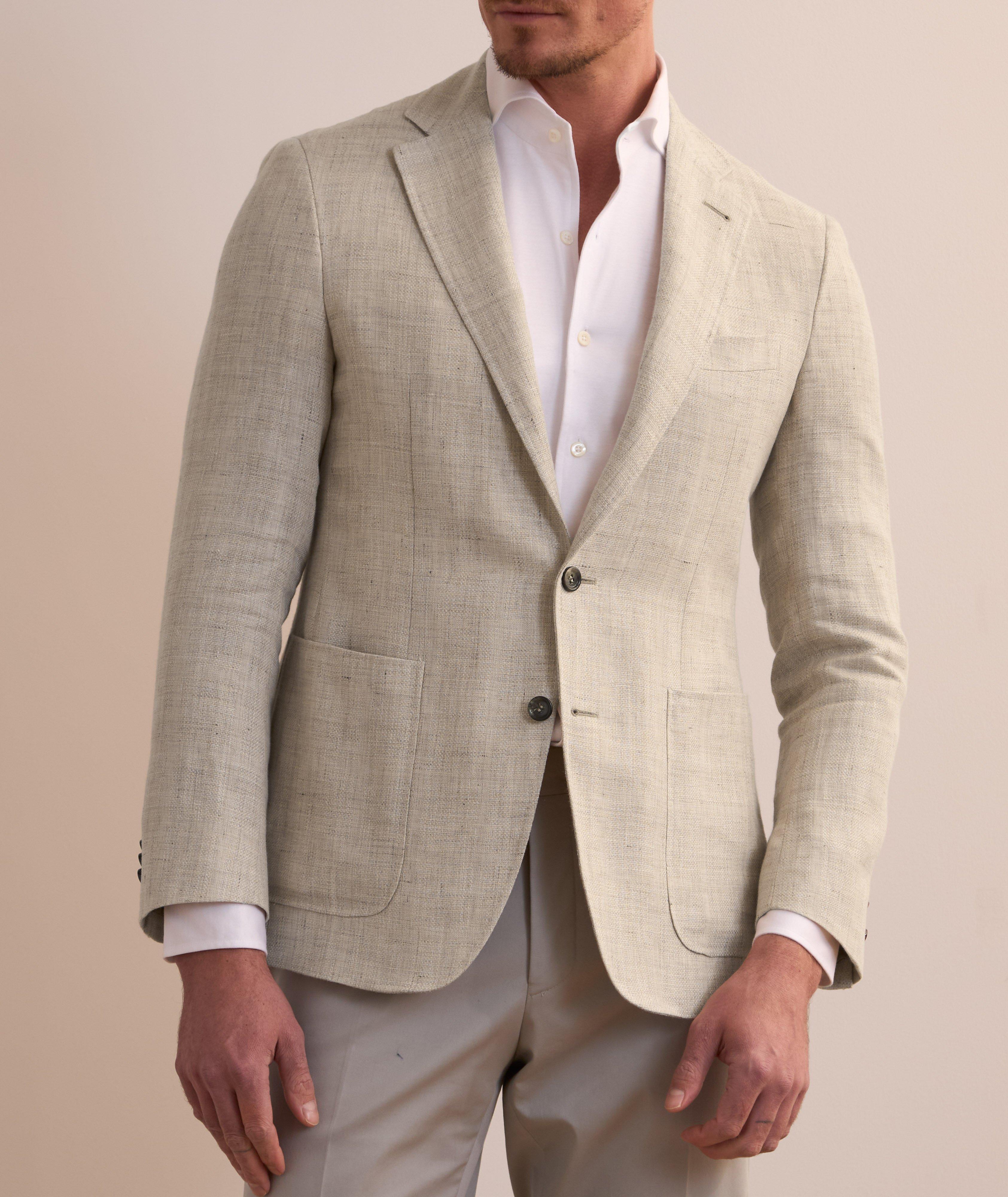 Kei Textured Windowpane Wool-Linen Sport Jacket image 1