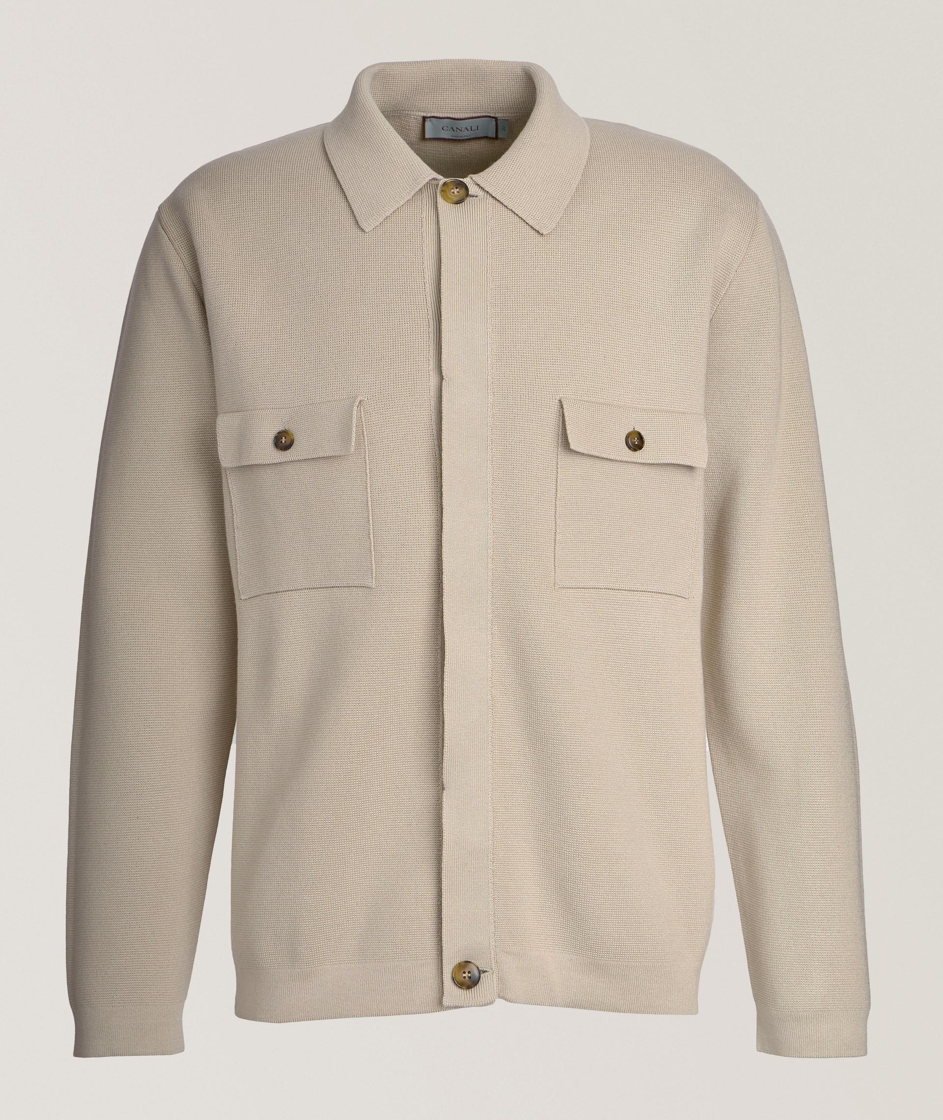 Collared Cotton-Modal Knit Cardigan  image 0