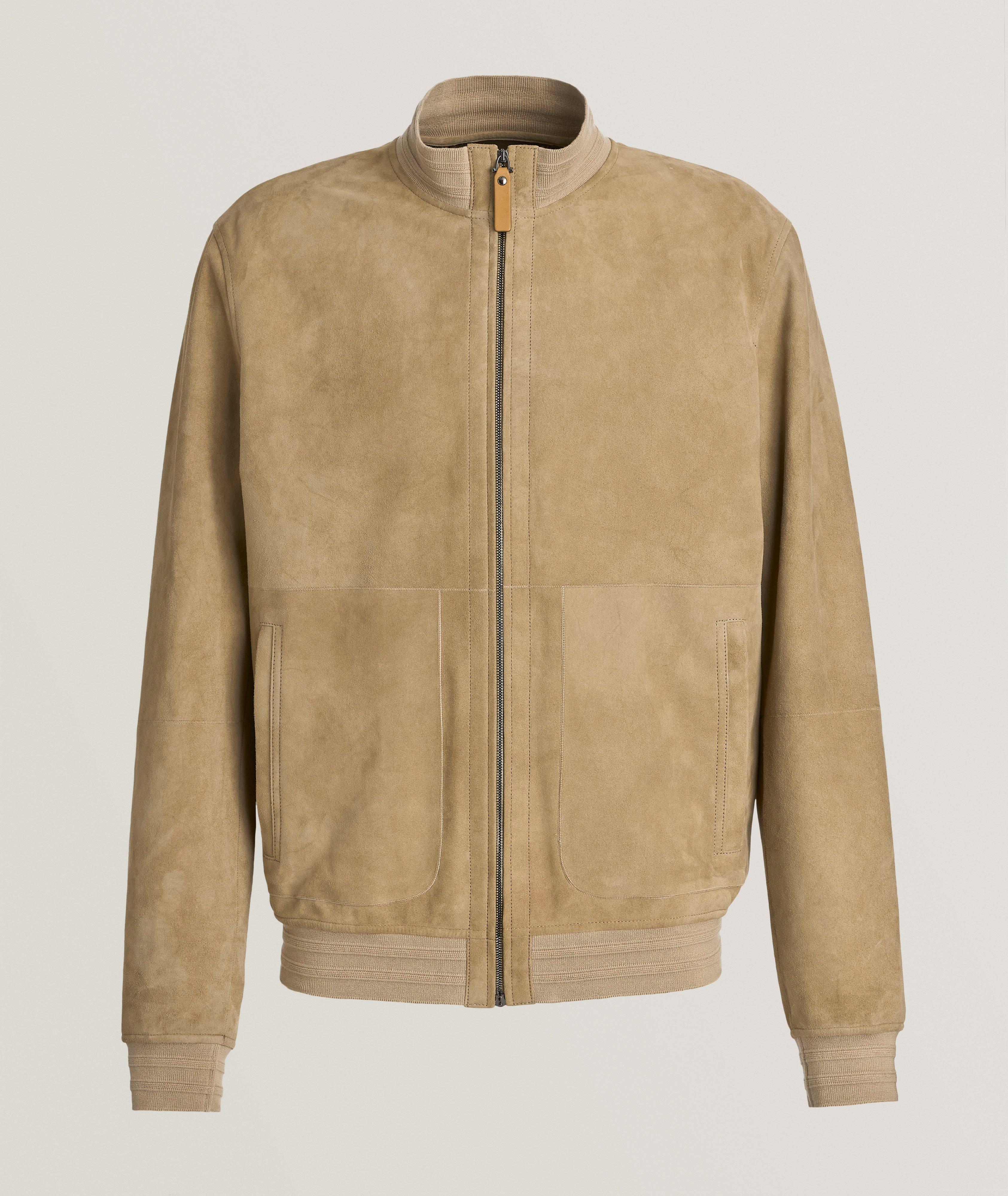 Canali Nuvola Ultra-Soft Suede Bomber Jacket 