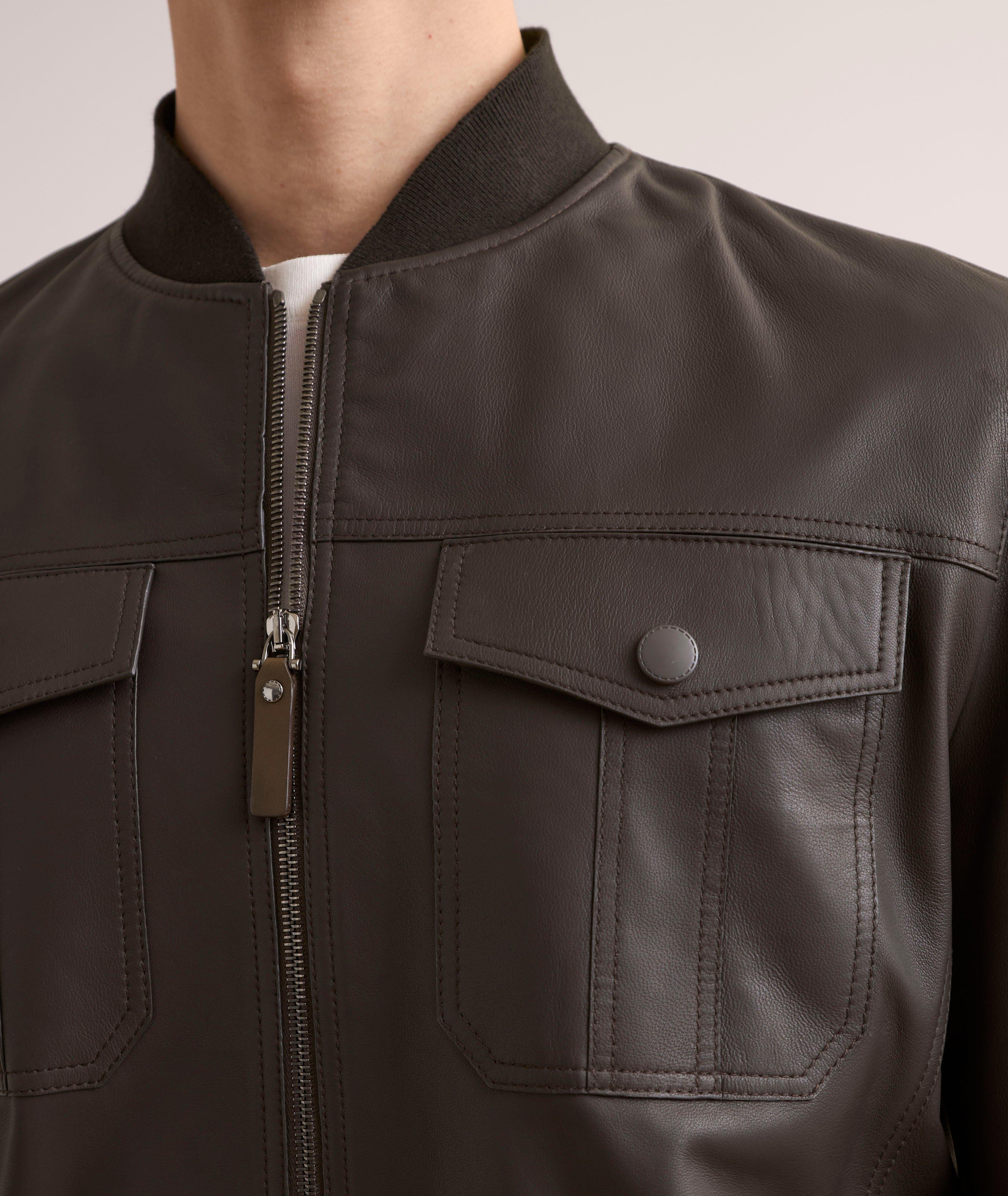 Leather Bomber Jacket image 3