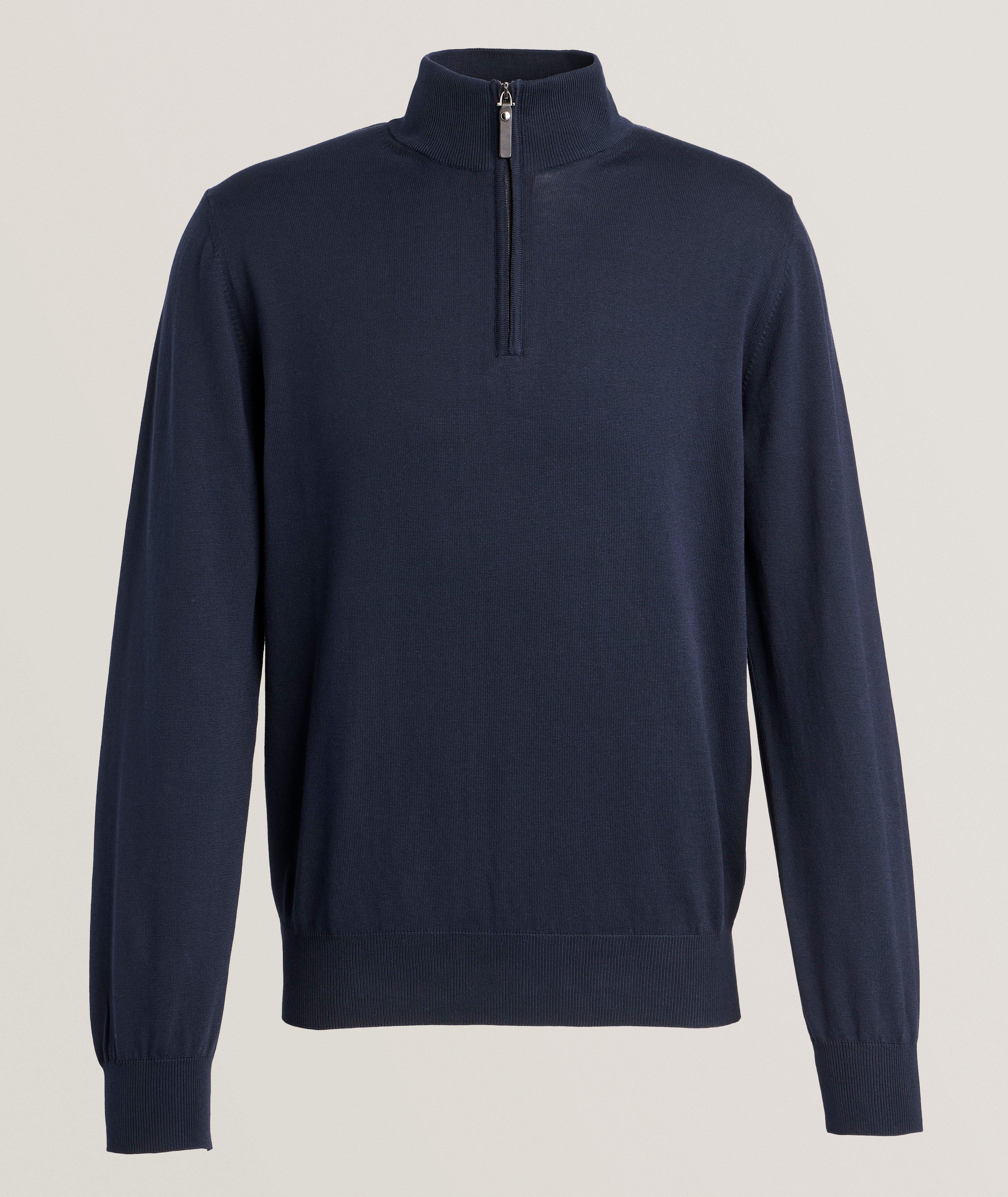 HALF ZIP LONG SLEEVE NAVY KNIT image 0