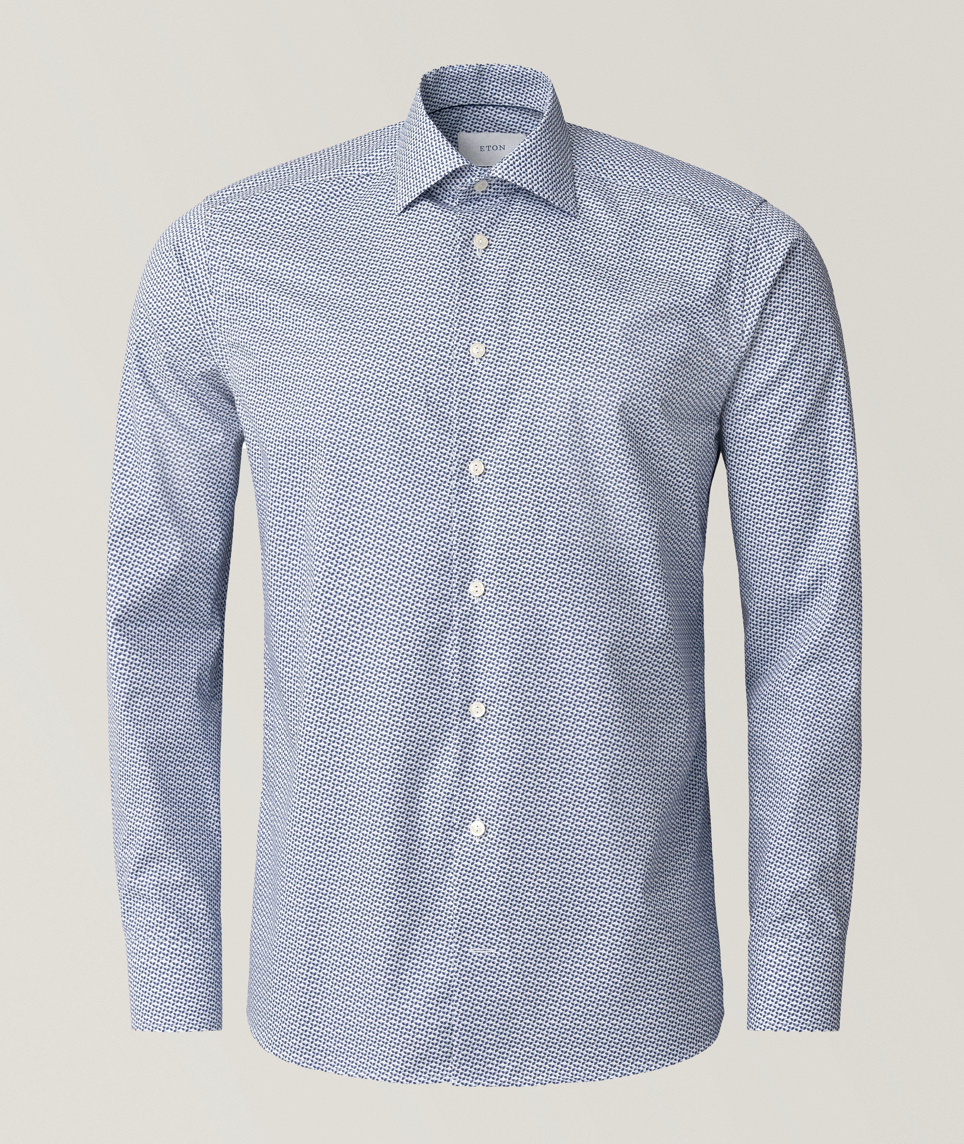 Slim-Fit Micro-Geometric Dress Shirt image 1