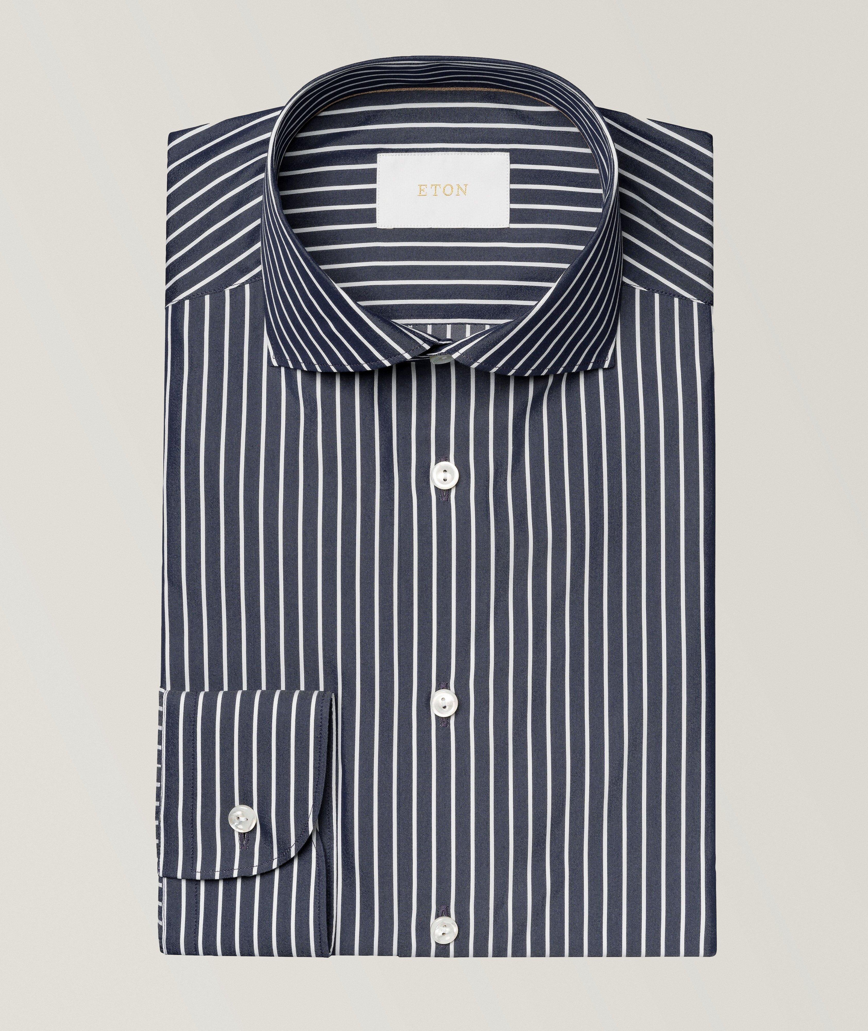 Slim-Fit Elevated Cotton & Silk Stripe Shirt image 0