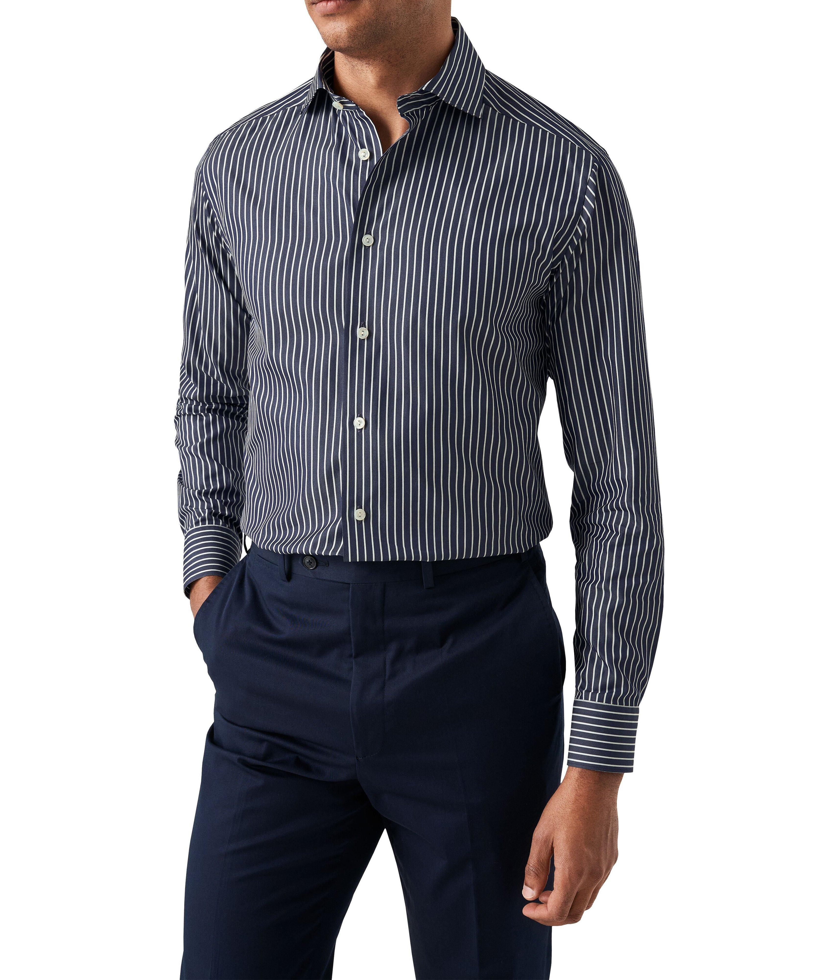 Slim-Fit Elevated Cotton & Silk Stripe Shirt image 2