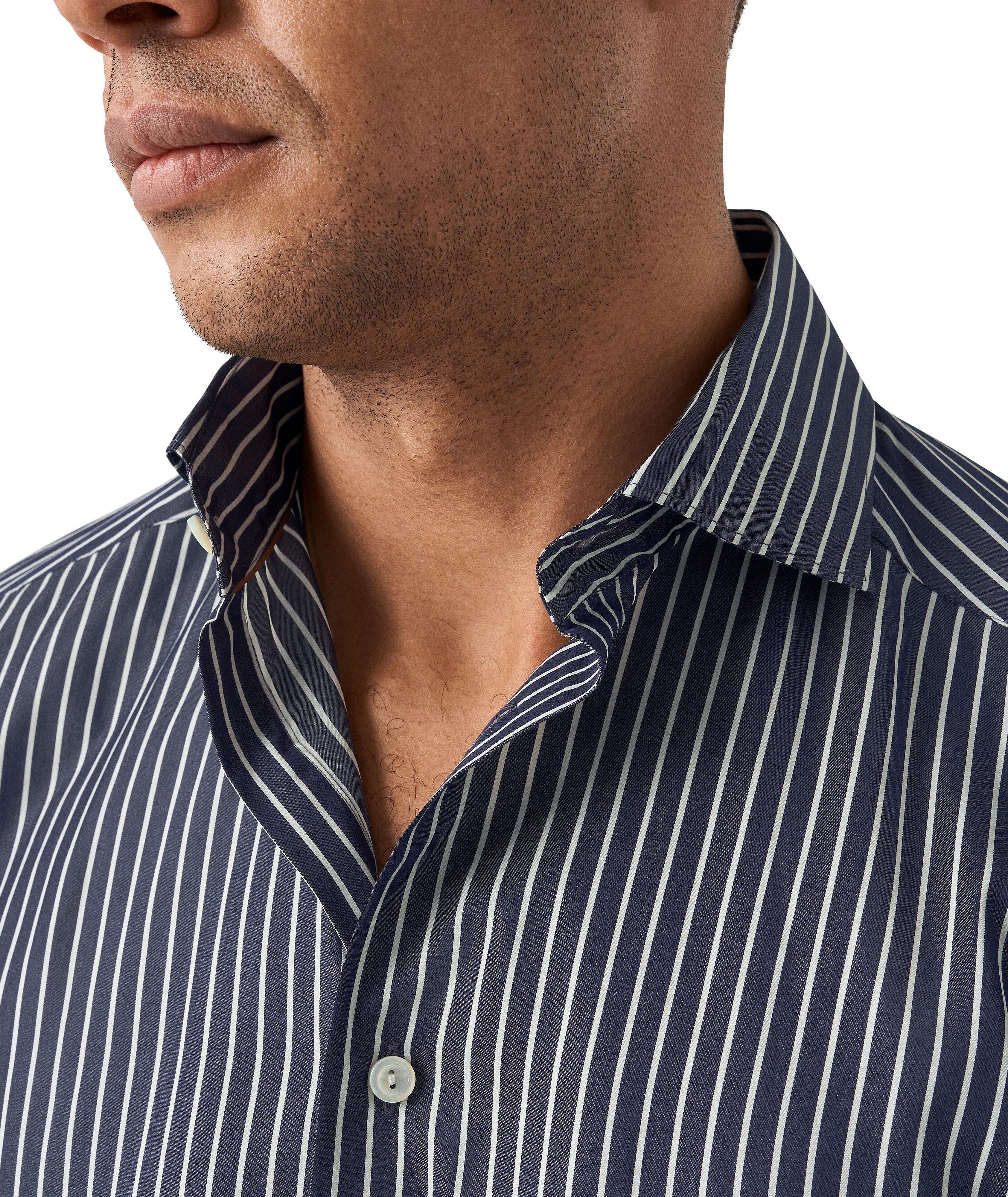 Slim-Fit Elevated Cotton & Silk Stripe Shirt image 4