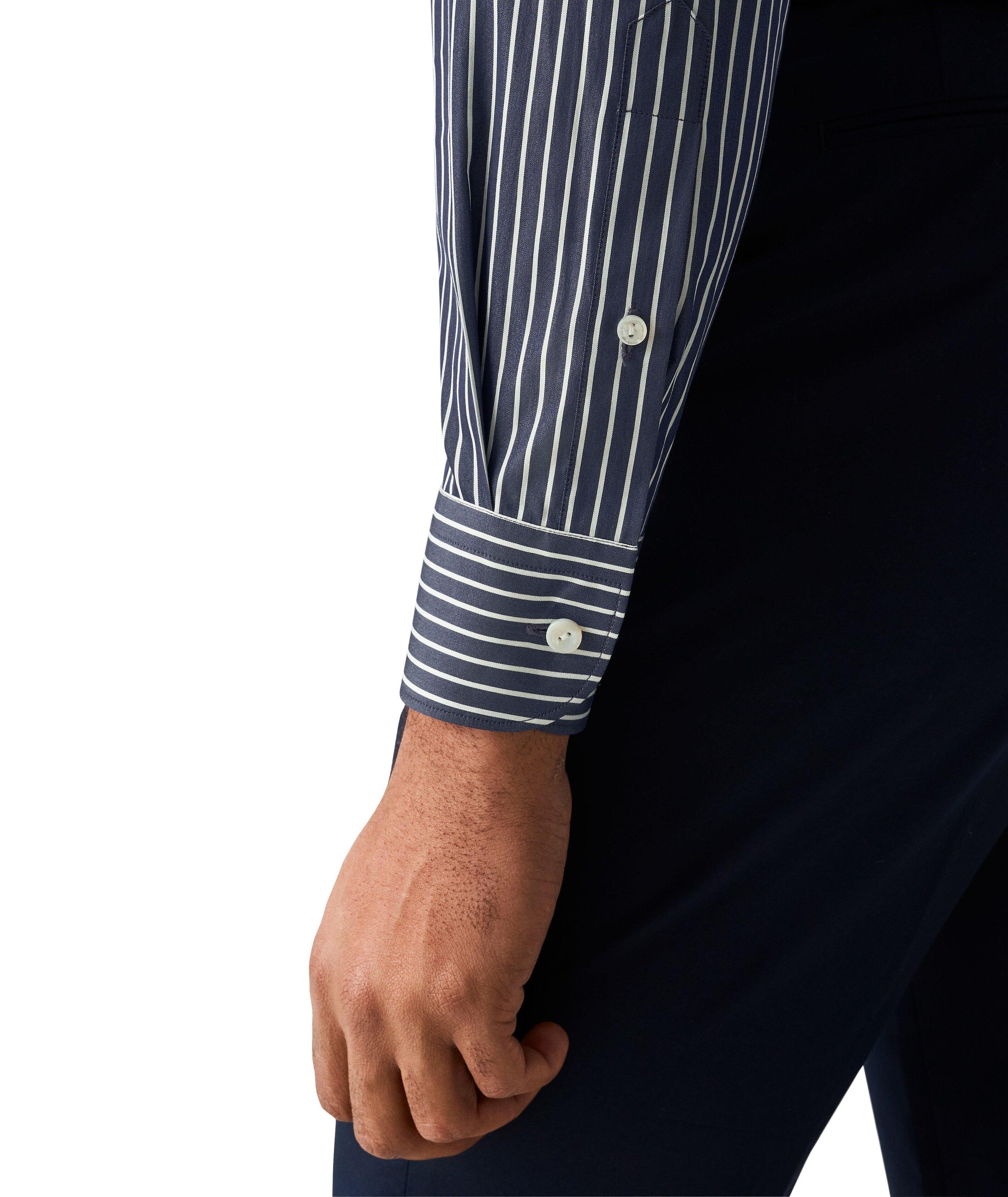 Slim-Fit Elevated Cotton & Silk Stripe Shirt image 5