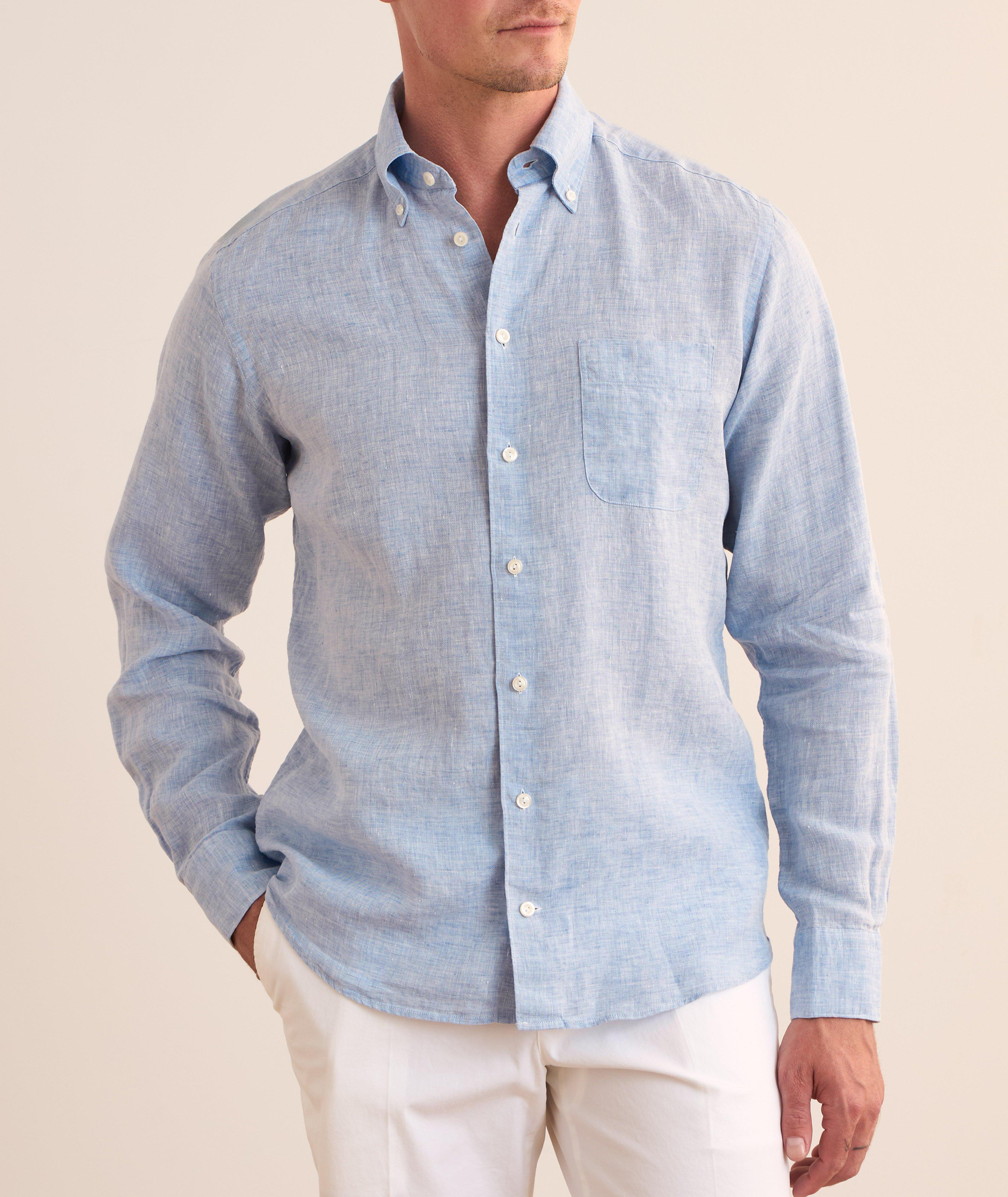 Contemporary-Fit Solid Linen Shirt image 1