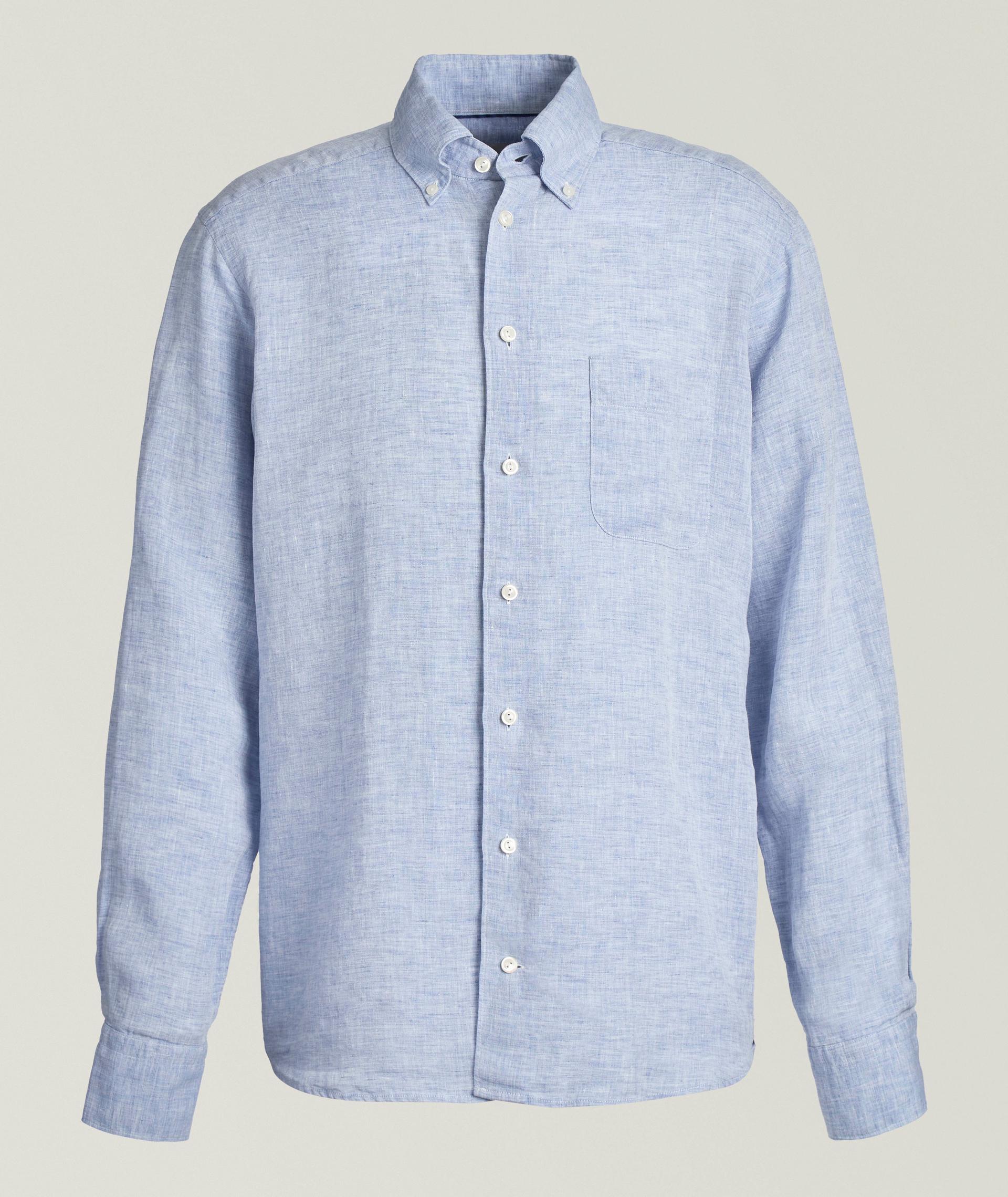 Contemporary-Fit Solid Linen Shirt image 0