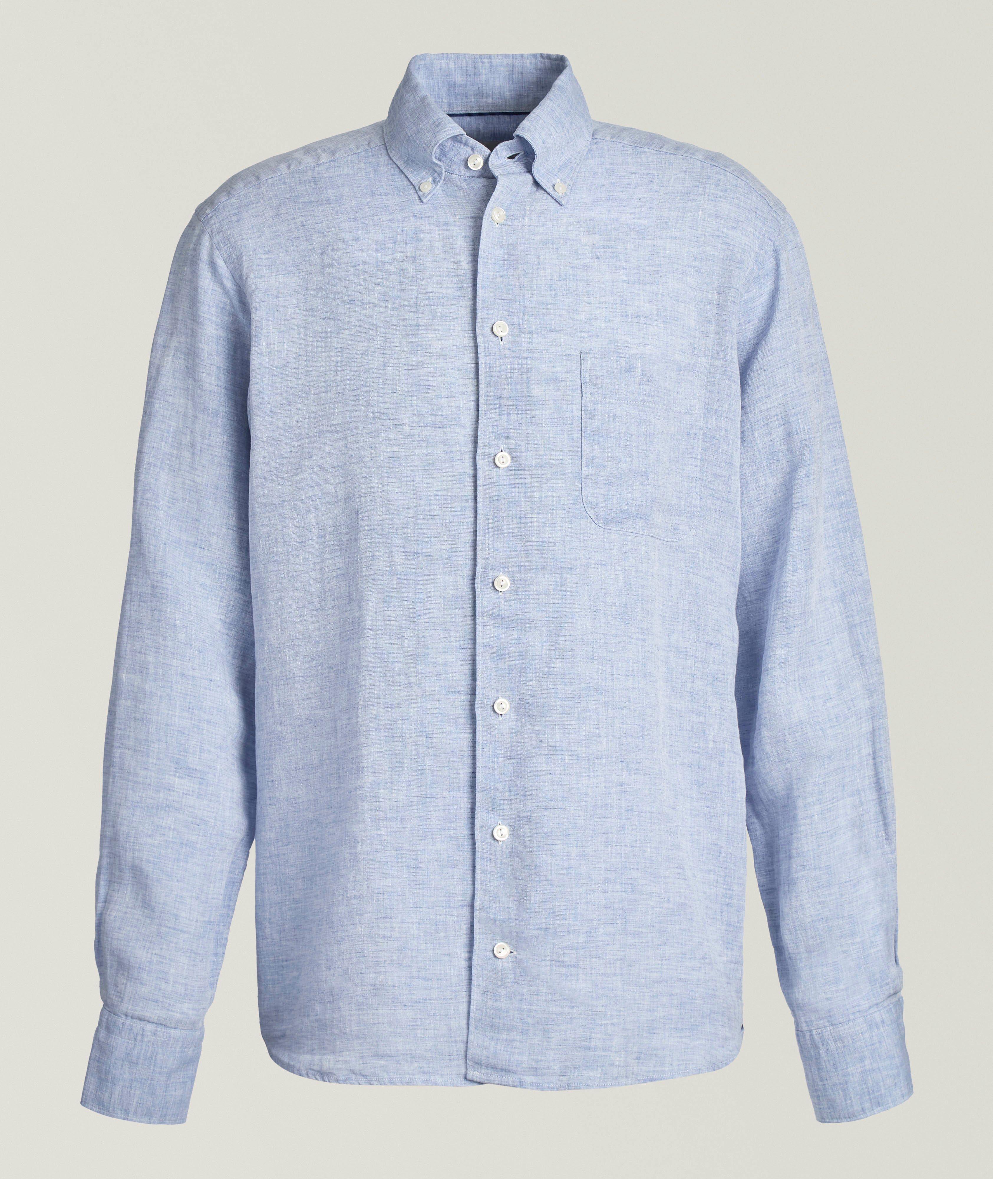 Contemporary-Fit Solid Linen Shirt image 0