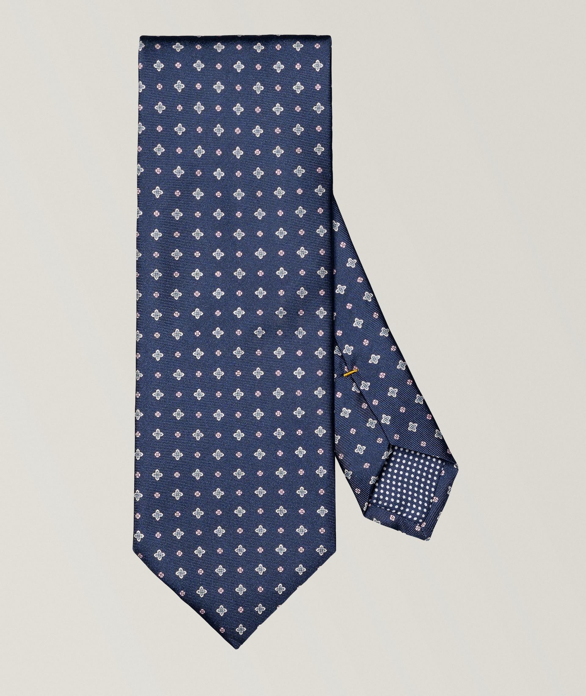 Micro-Floral Print Silk Tie image 0