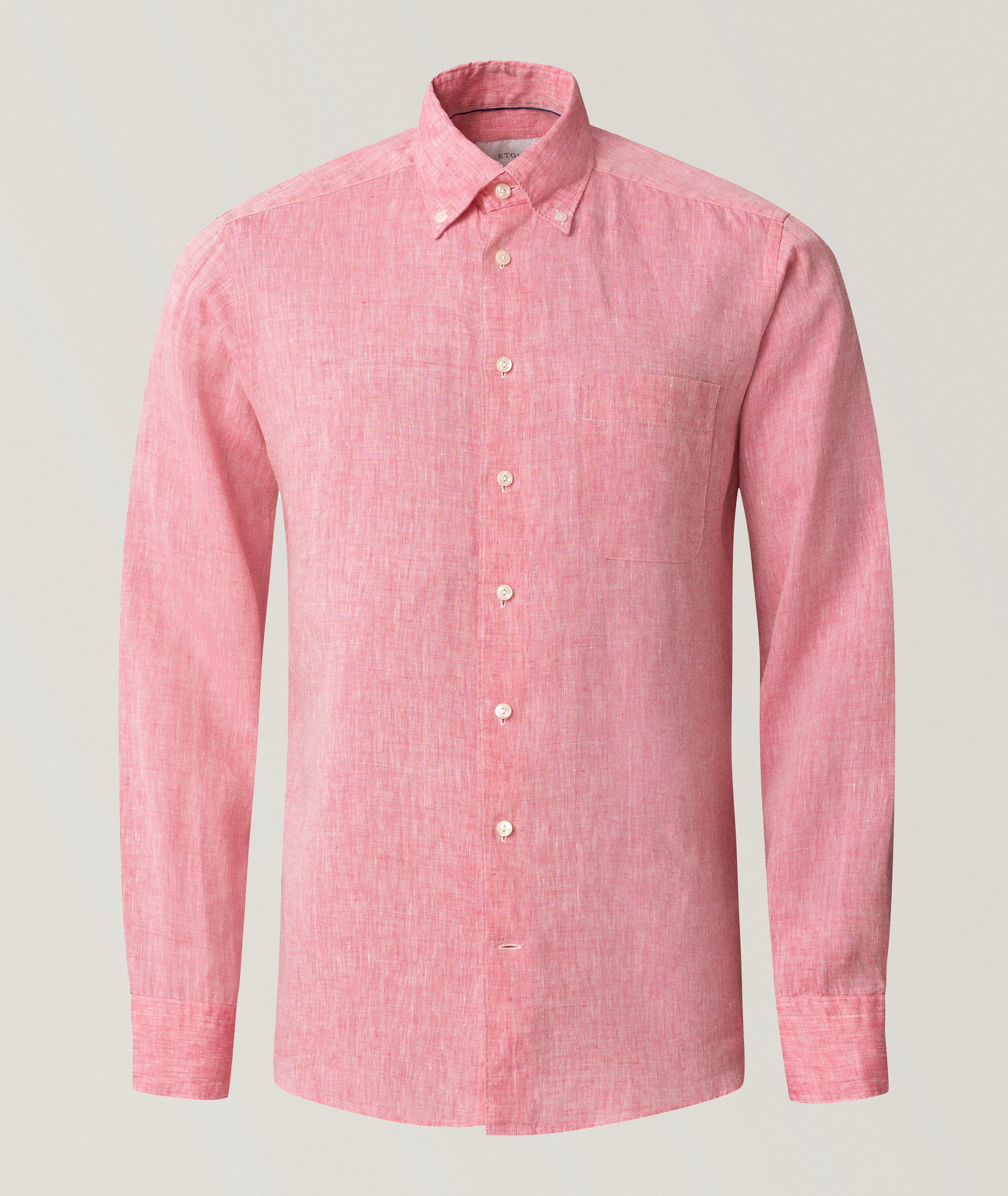 Slim-Fit Plain Weave Linen Shirt image 0