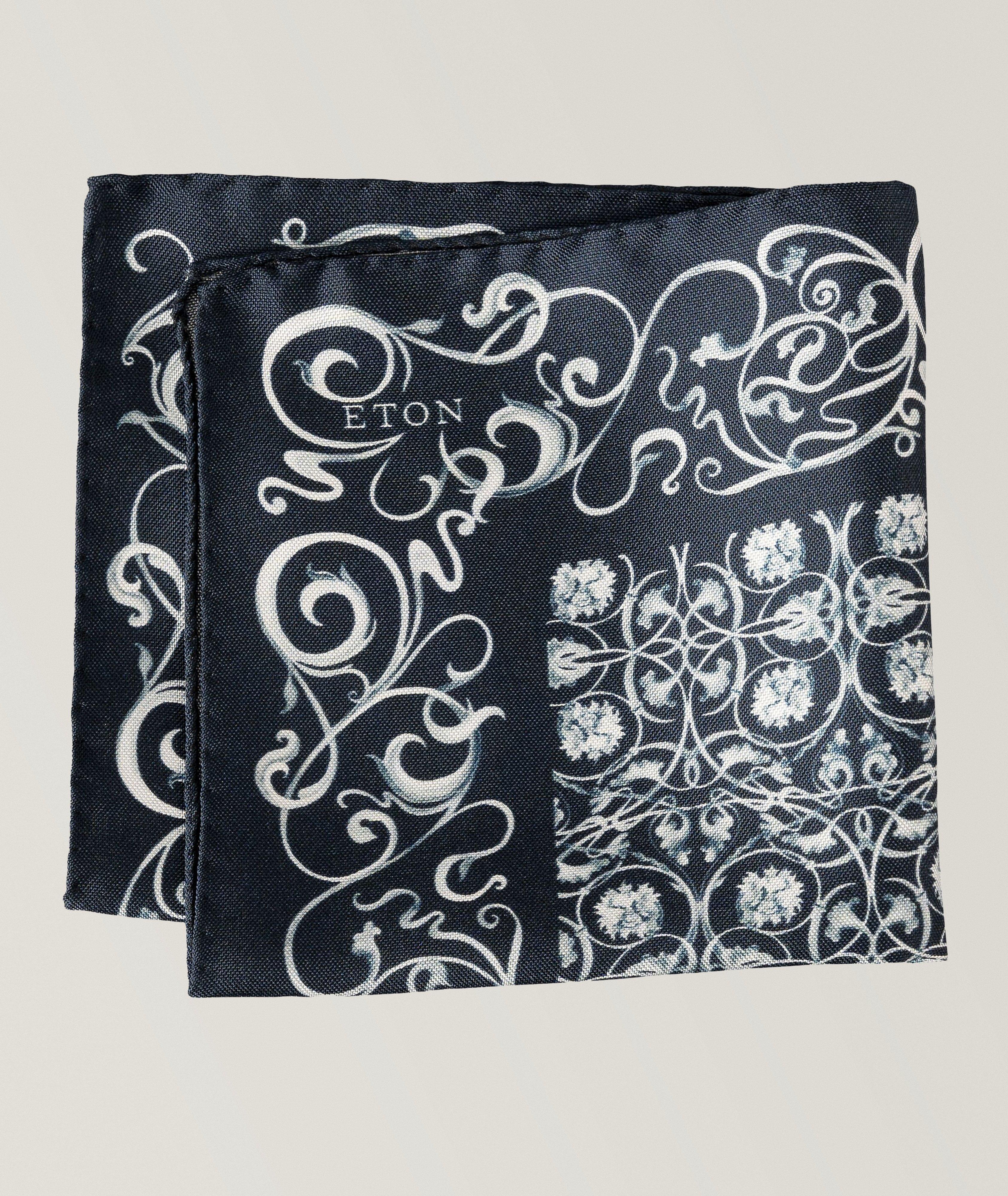 Eton Floral Motif Silk Pocket Square