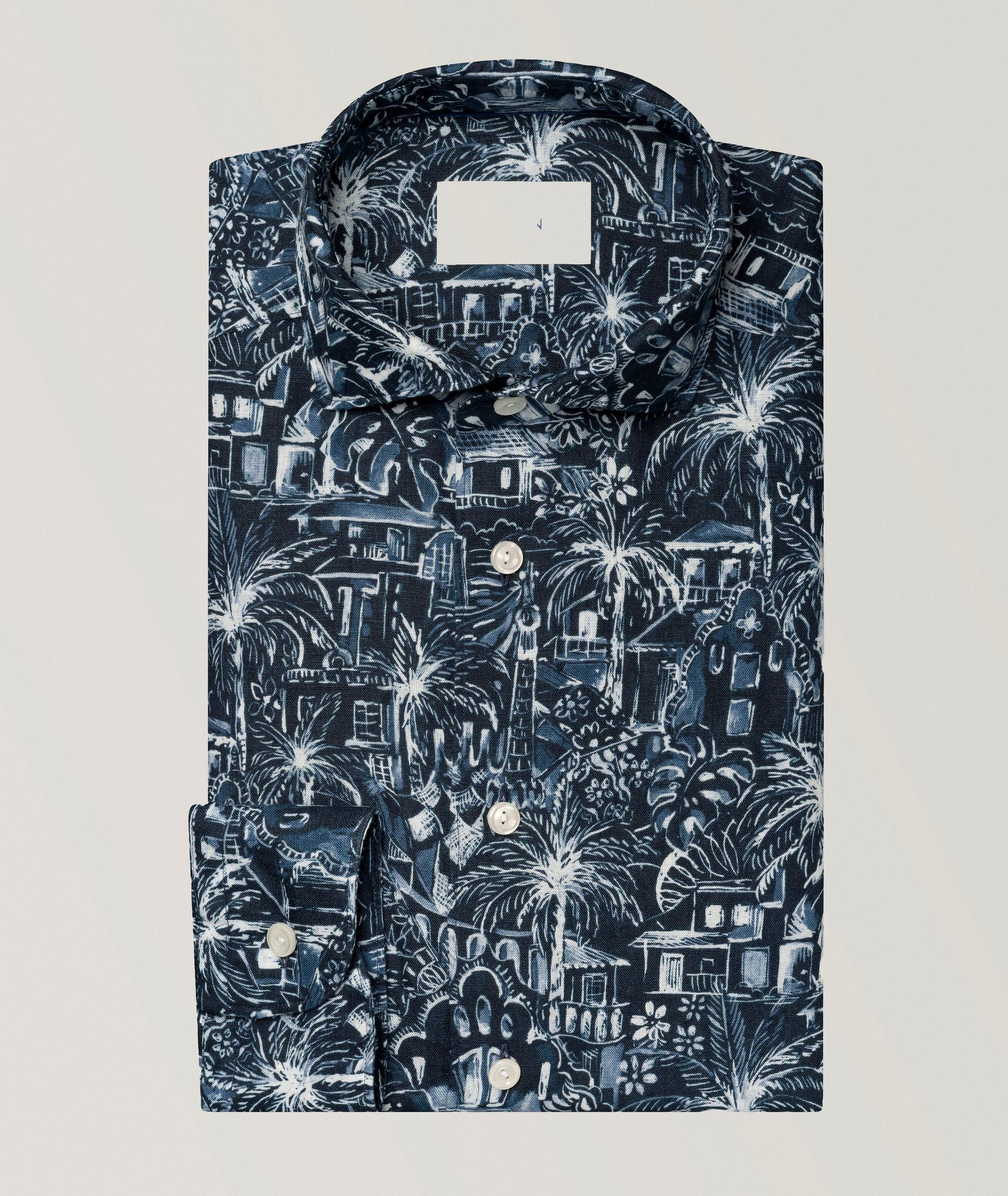 Chemise en lin à motif de coupe amincie image 0