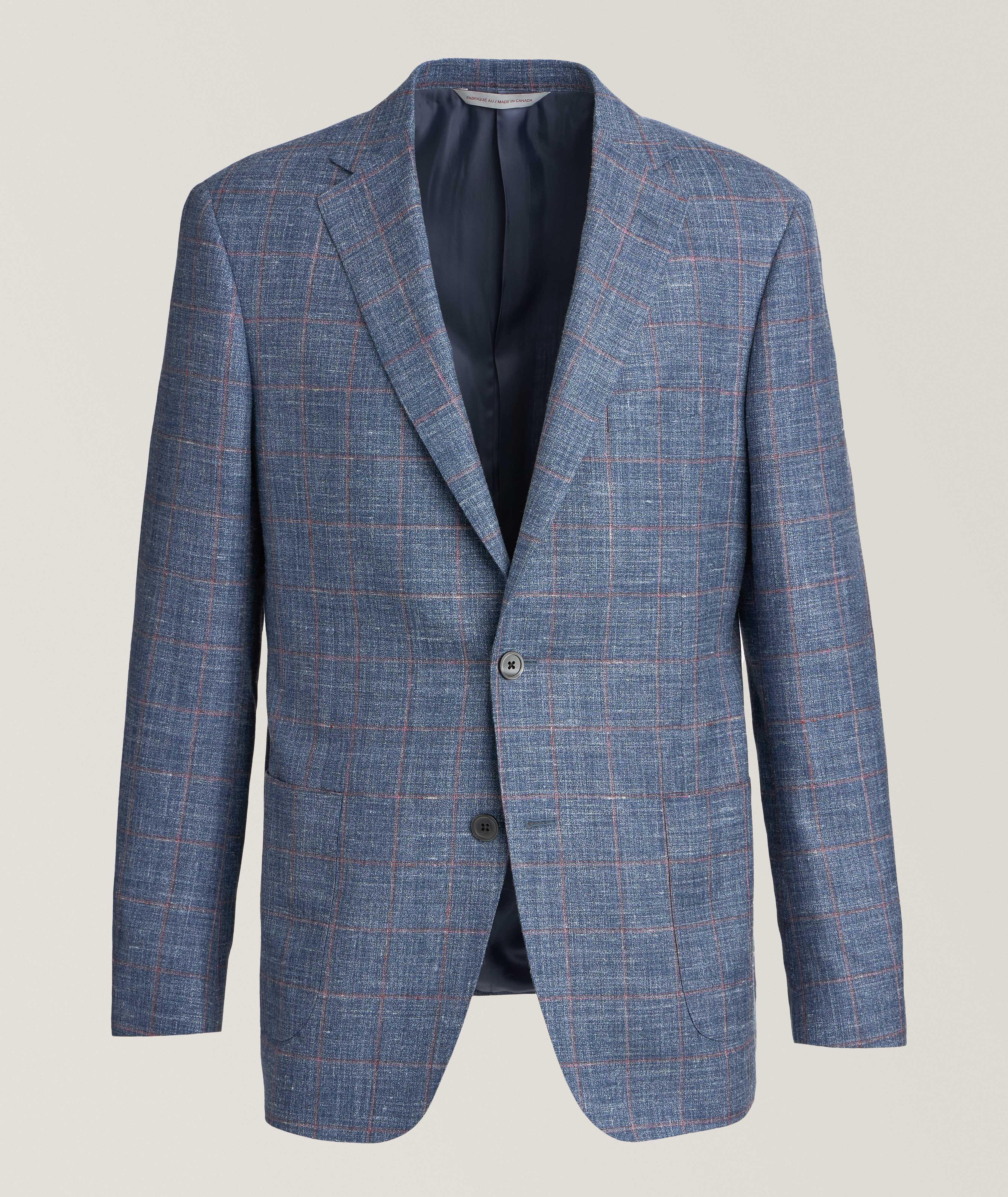 Cosmo Windowpane Wool-Silk-Linen Sport Jacket image 0