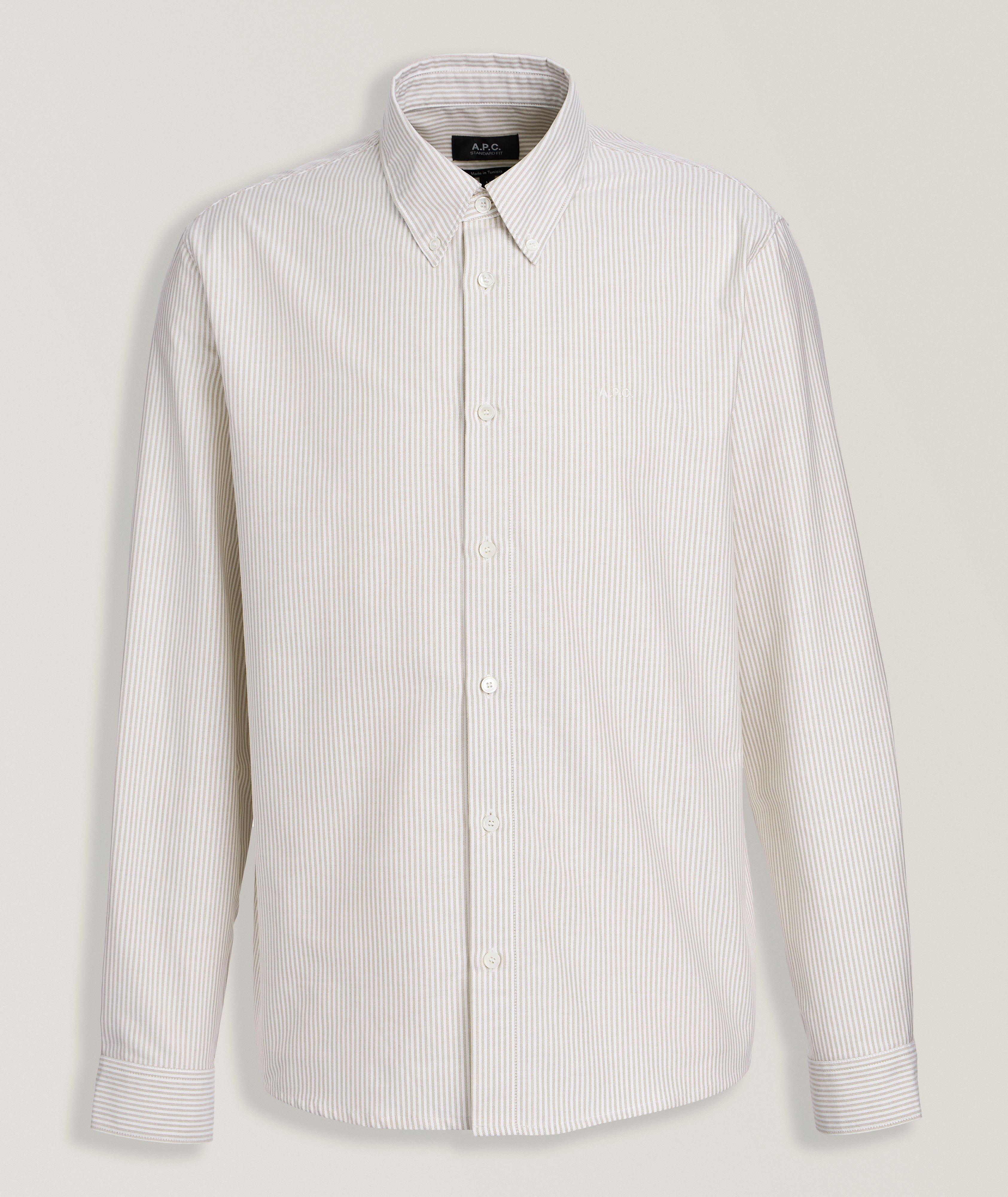 A.P.C. Chemise en toile de coton biologique à rayures
