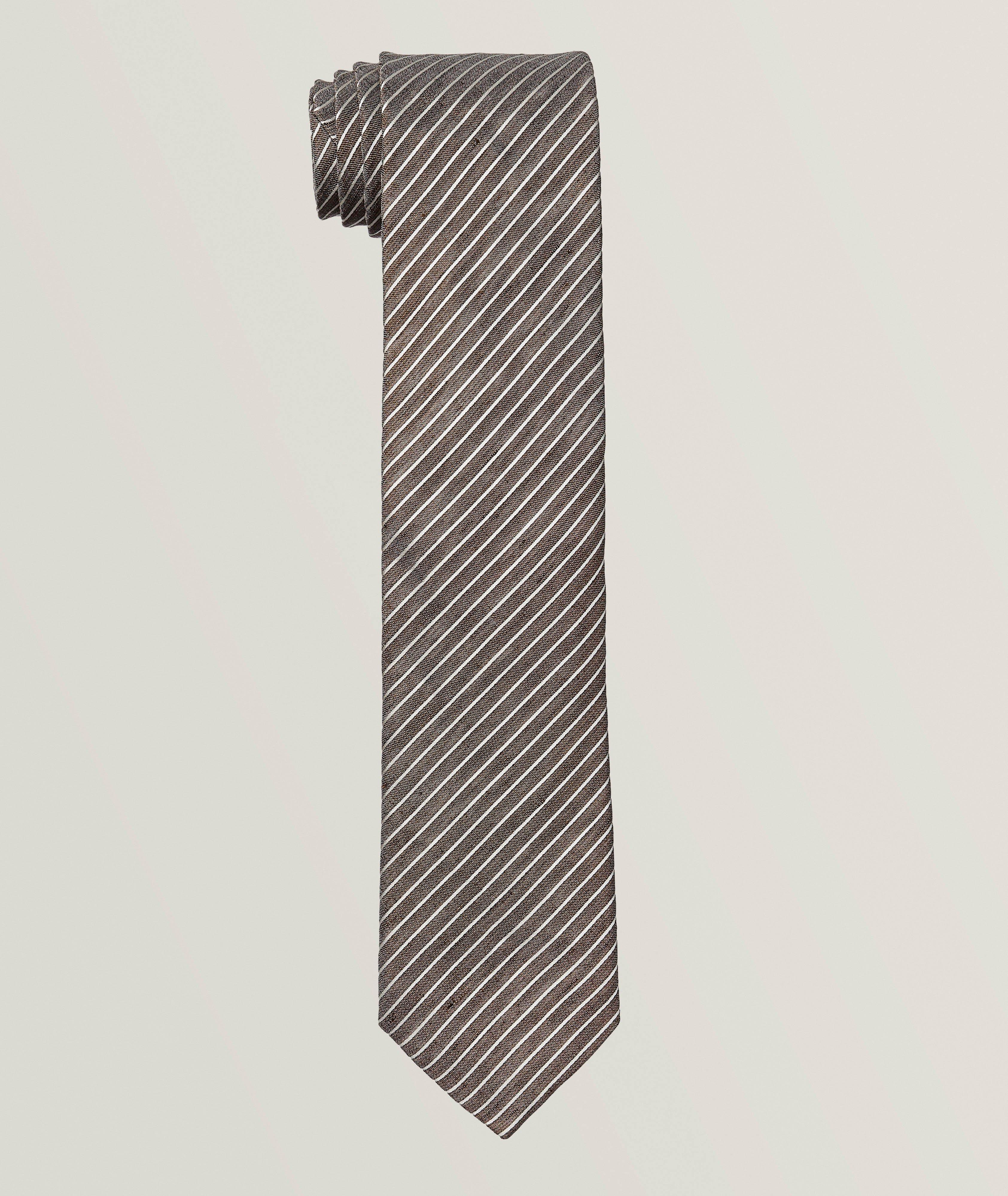 Stripe Linen-Silk Tie image 0