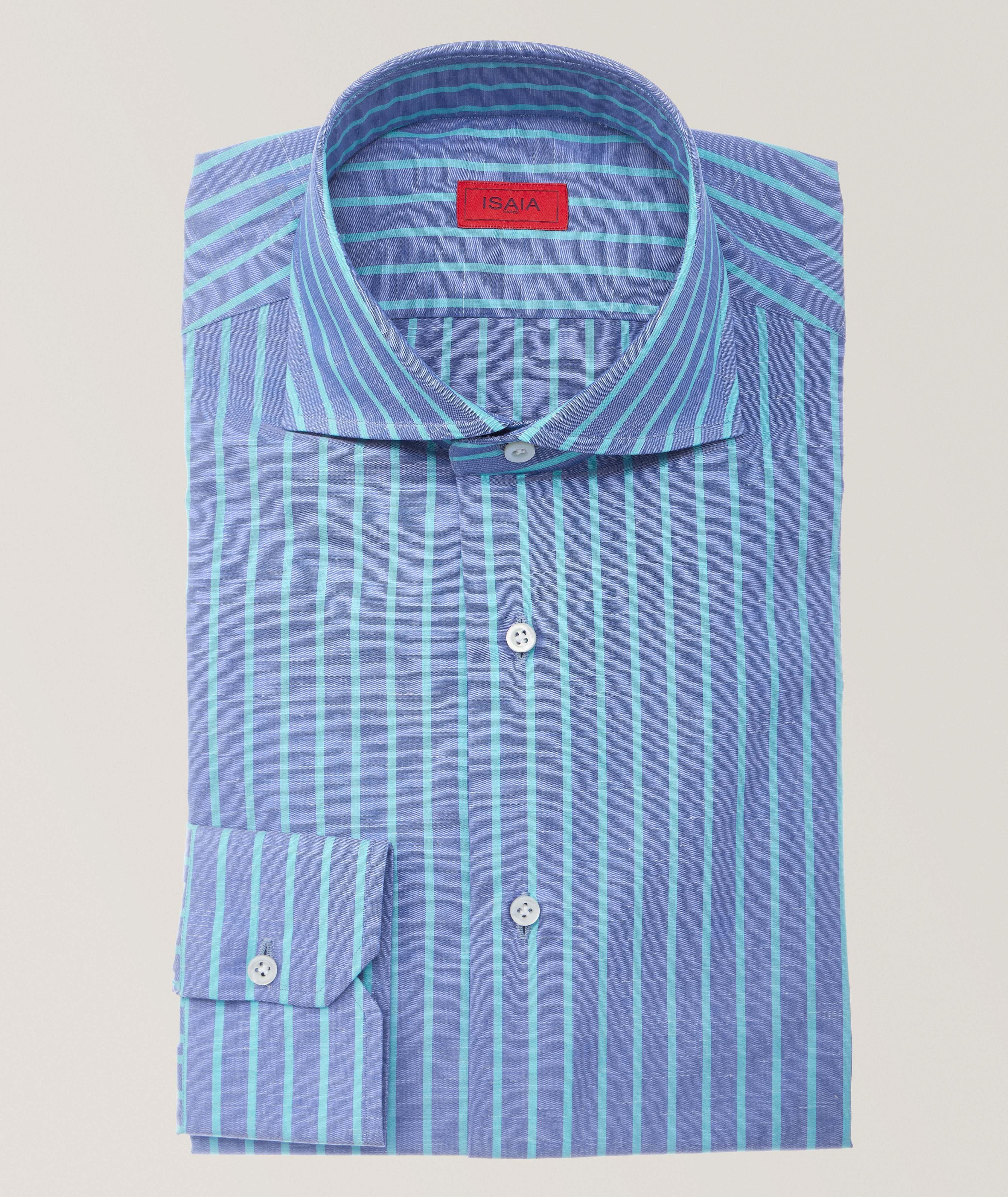 Striped Cotton-Linen Dress Shirt image 0