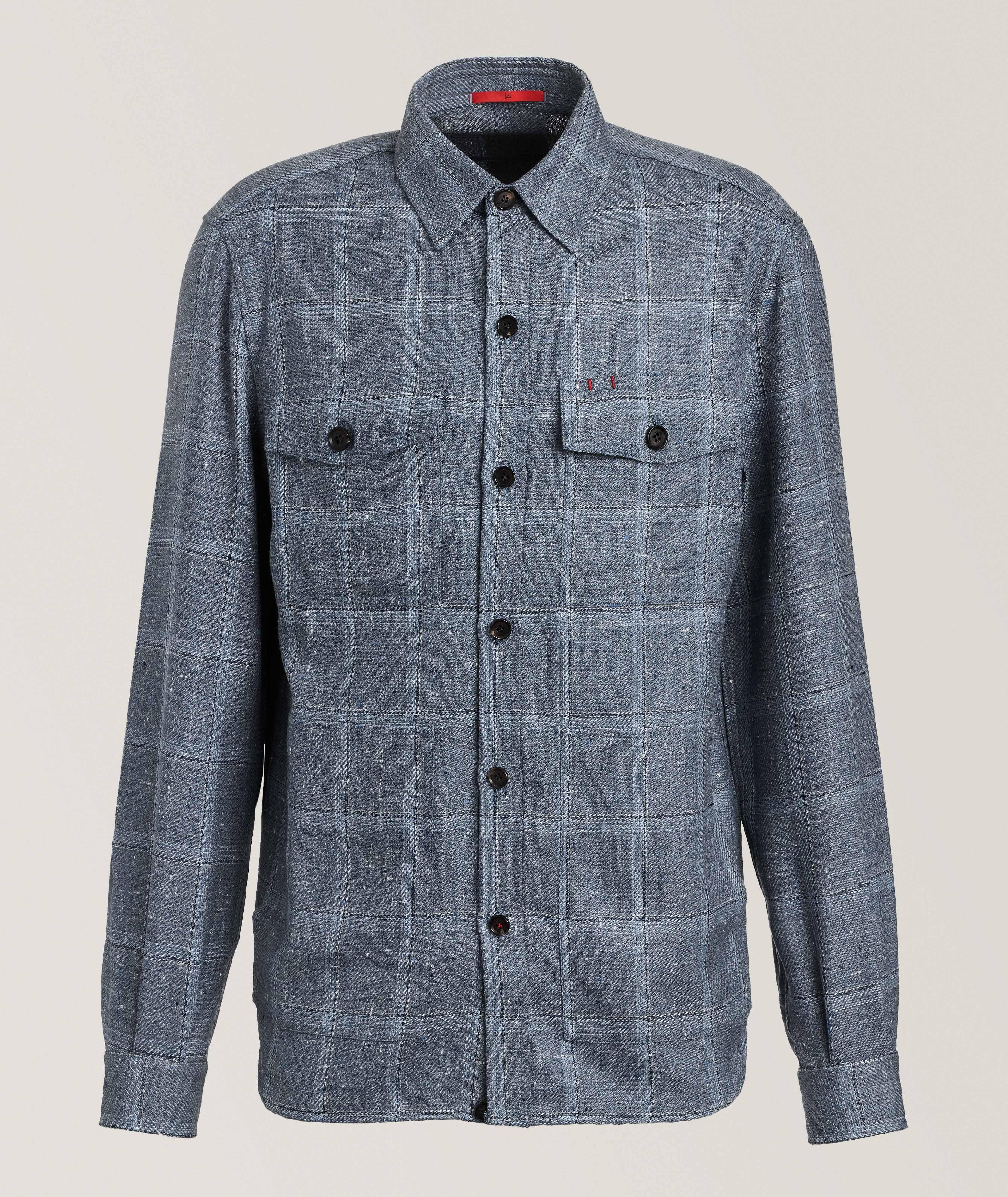 Windowpane Donegal Wool-Silk Overshirt image 0