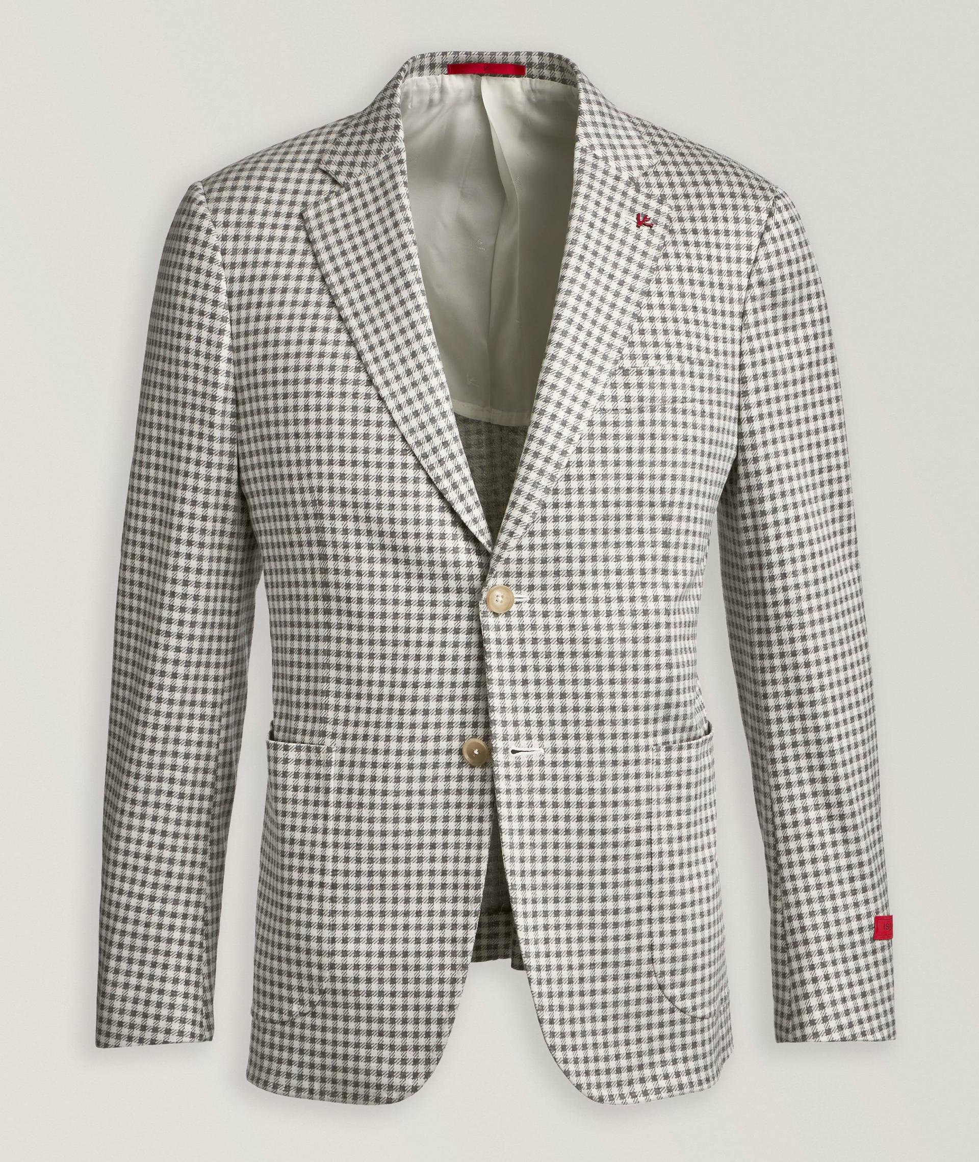 Veston en soie et en coton à motif quadrillé image 0