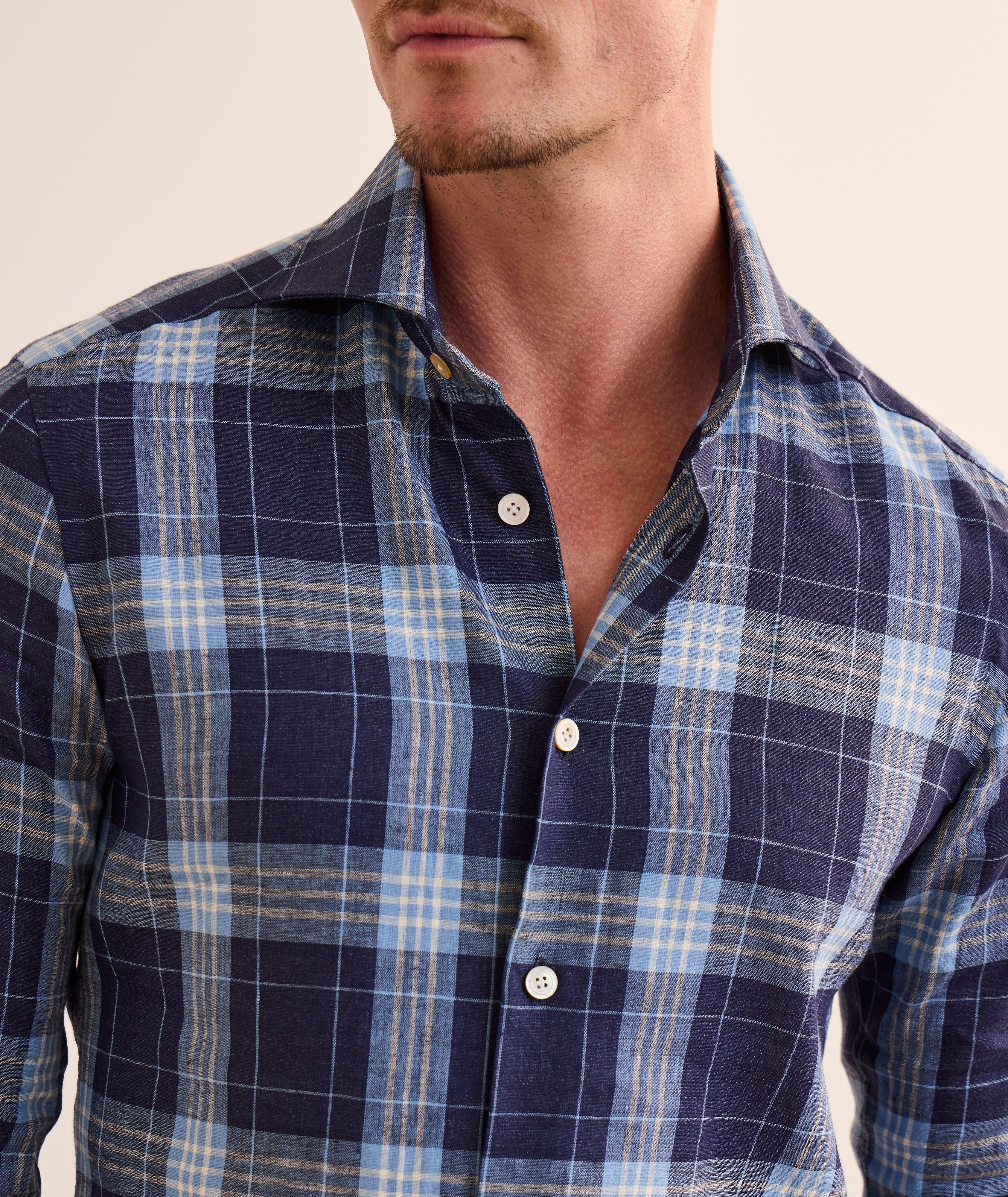 Plaid Stretch-Linen Shirt  image 3