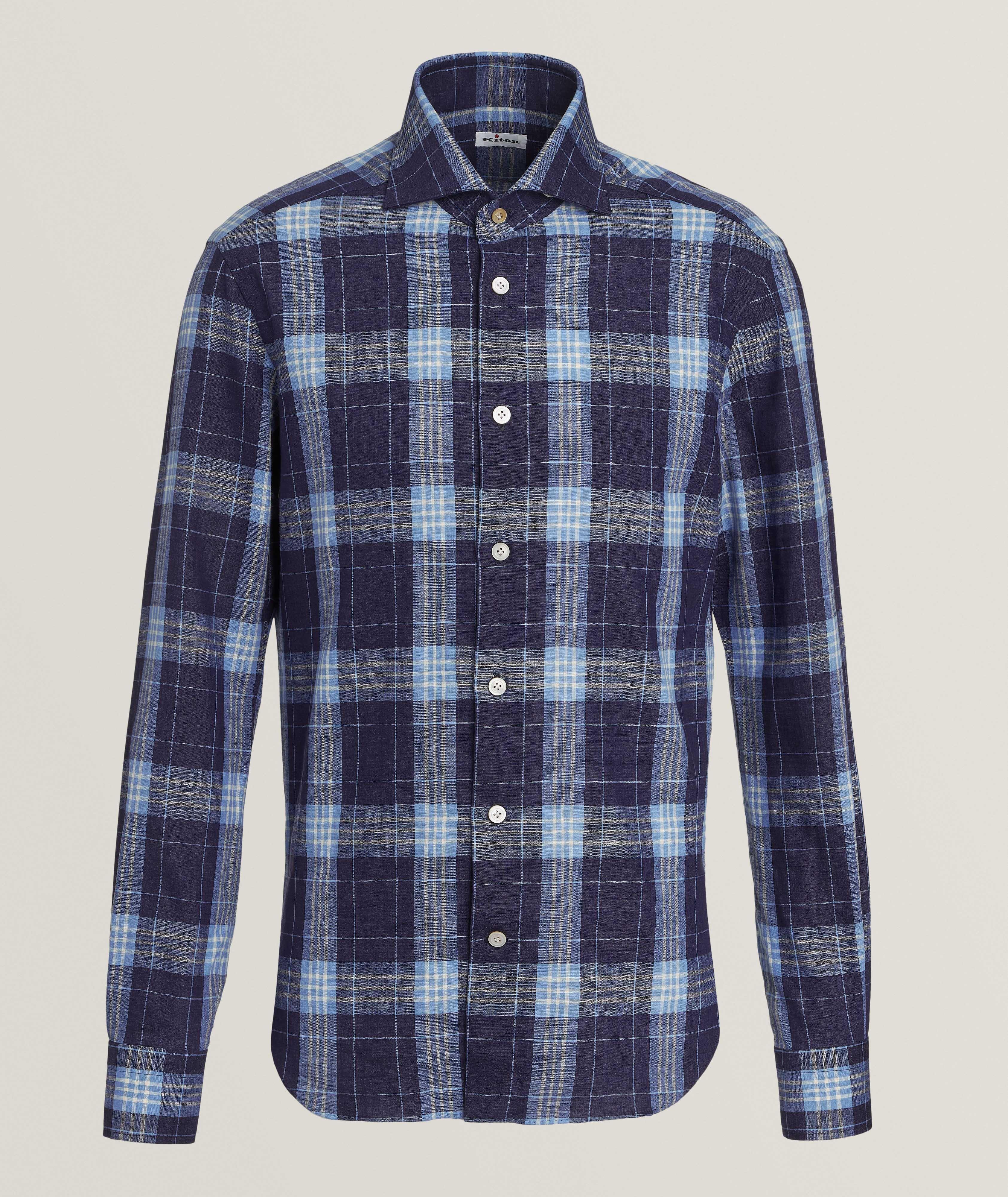 Plaid Stretch-Linen Shirt  image 0