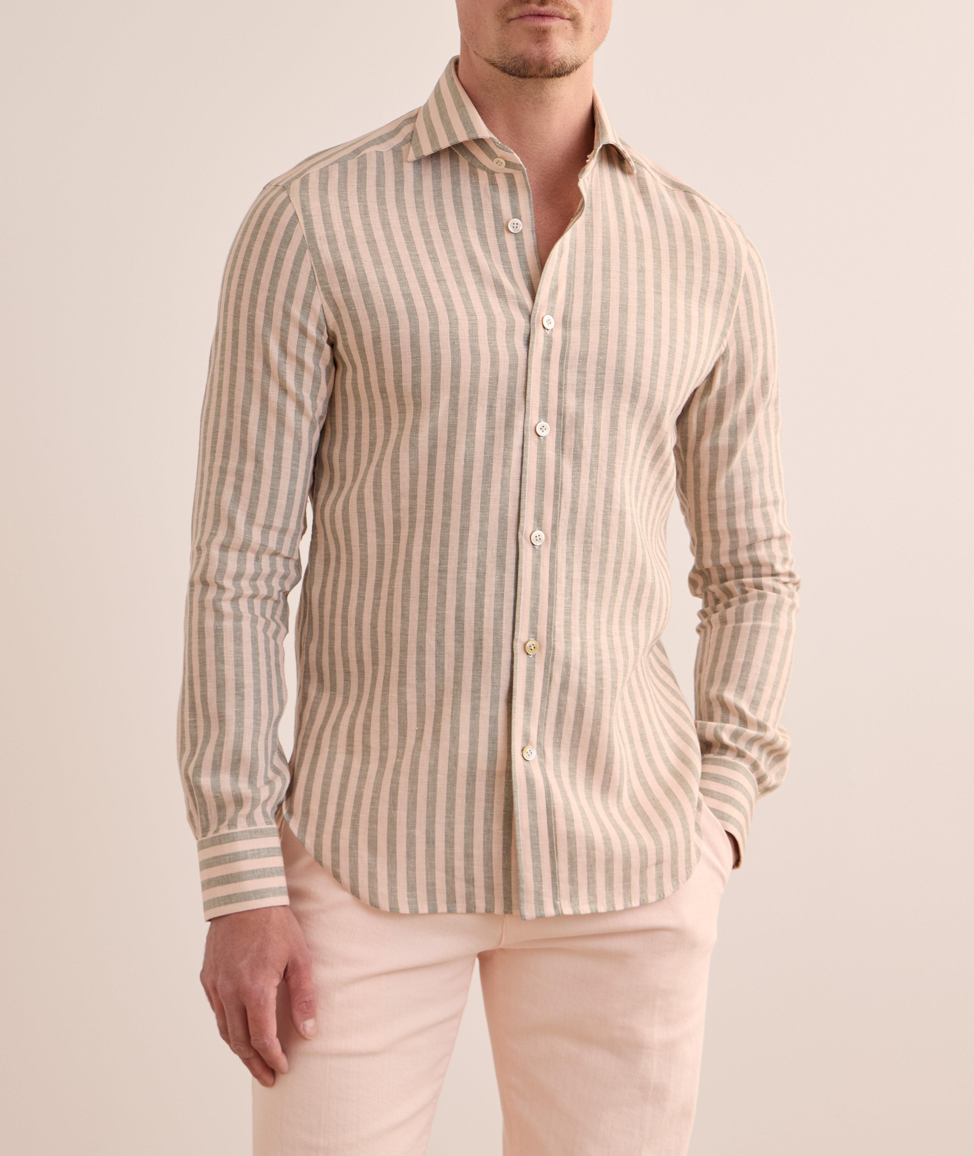 Wide Stripe Stretch-Linen Shirt  image 1