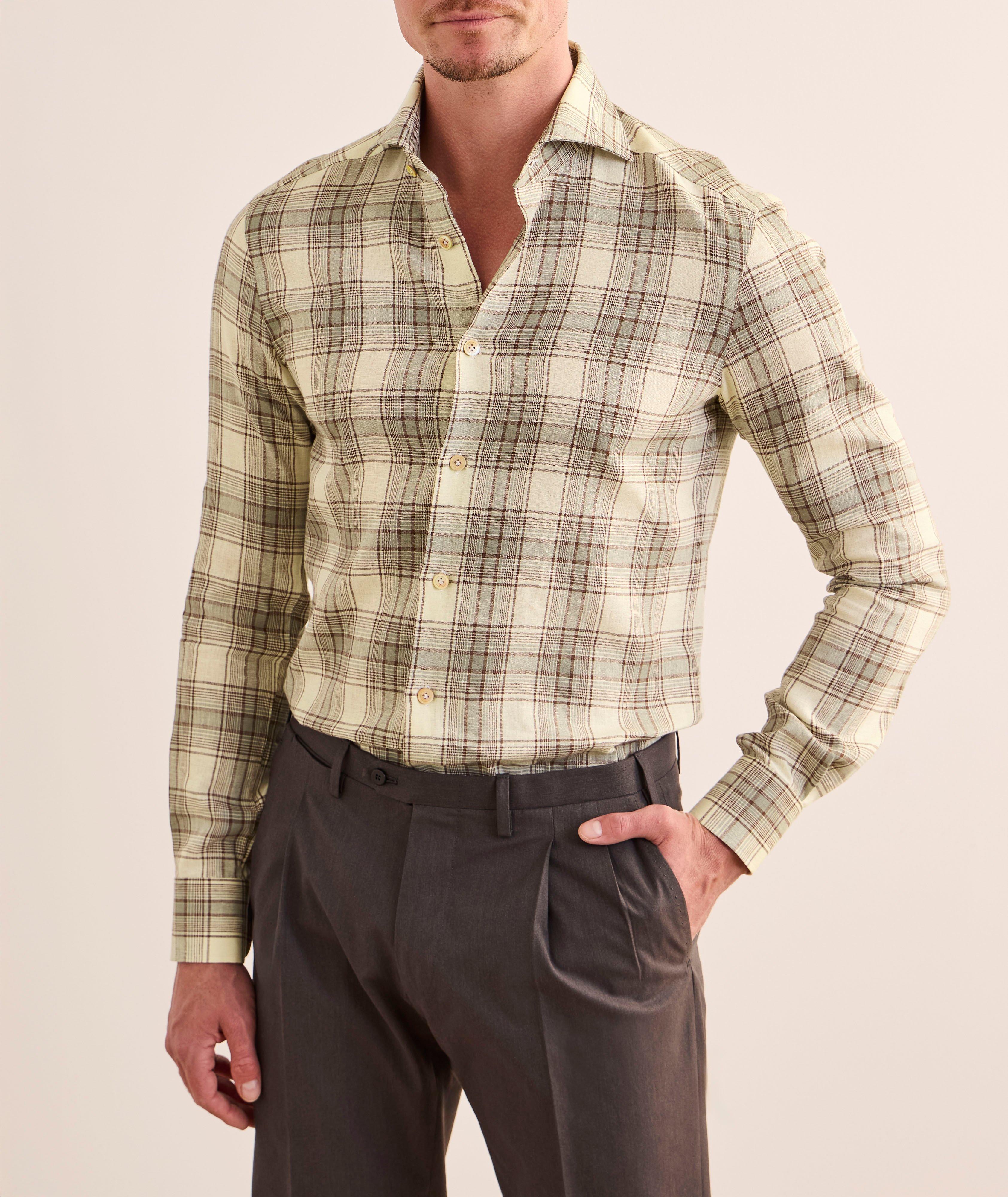 Plaid Stretch-Linen Shirt  image 1