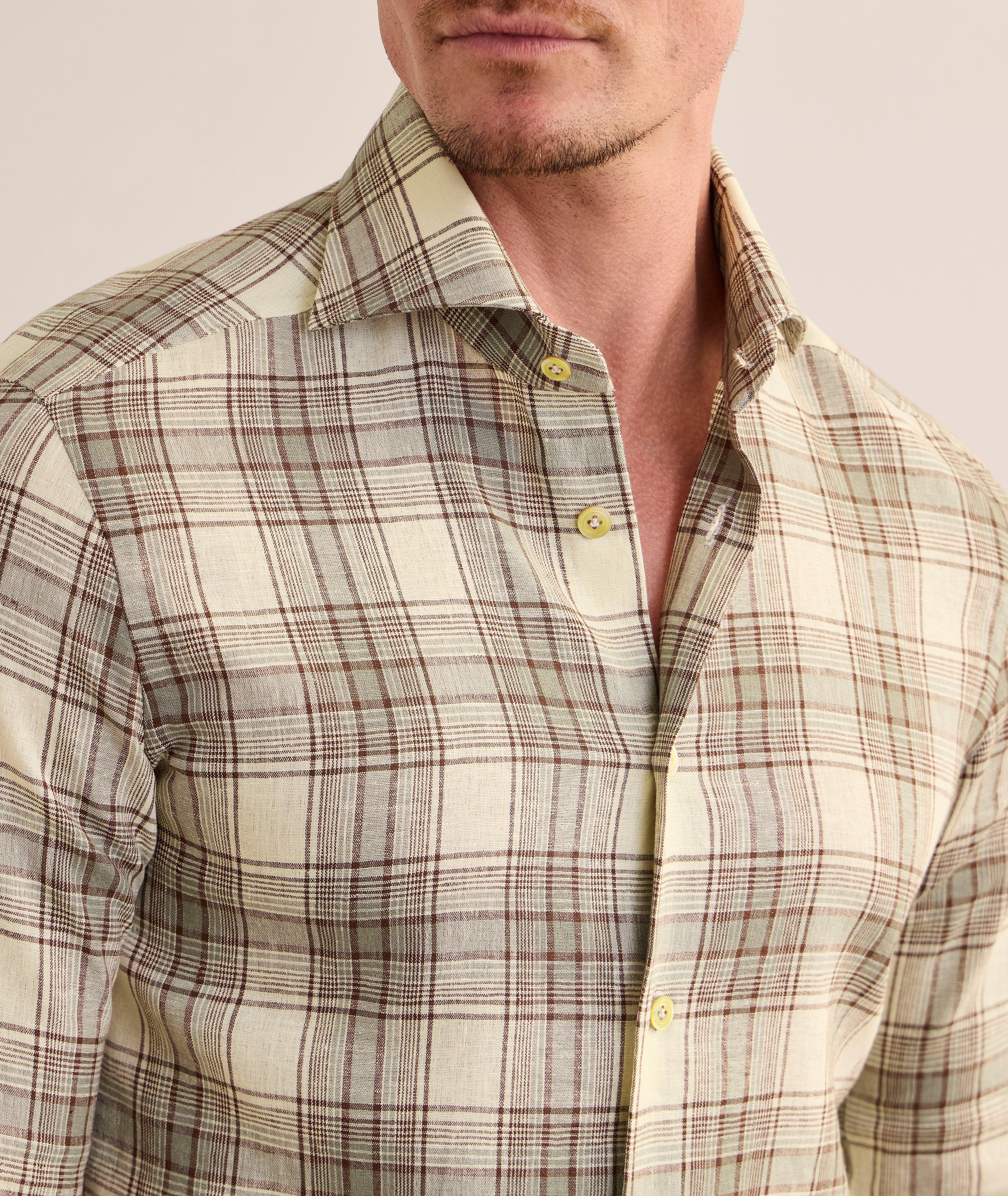 Plaid Stretch-Linen Shirt  image 3