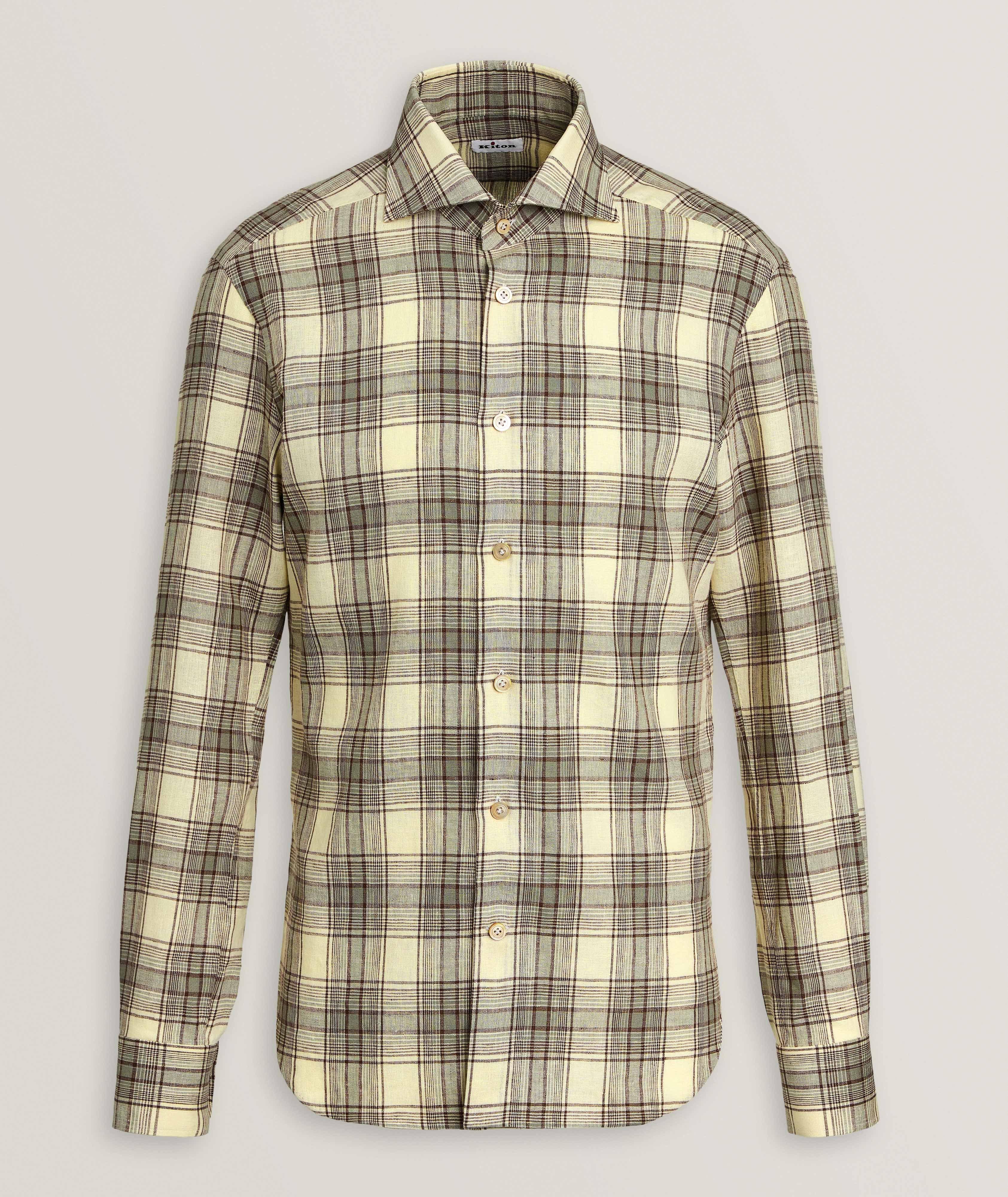 Plaid Stretch-Linen Shirt  image 0