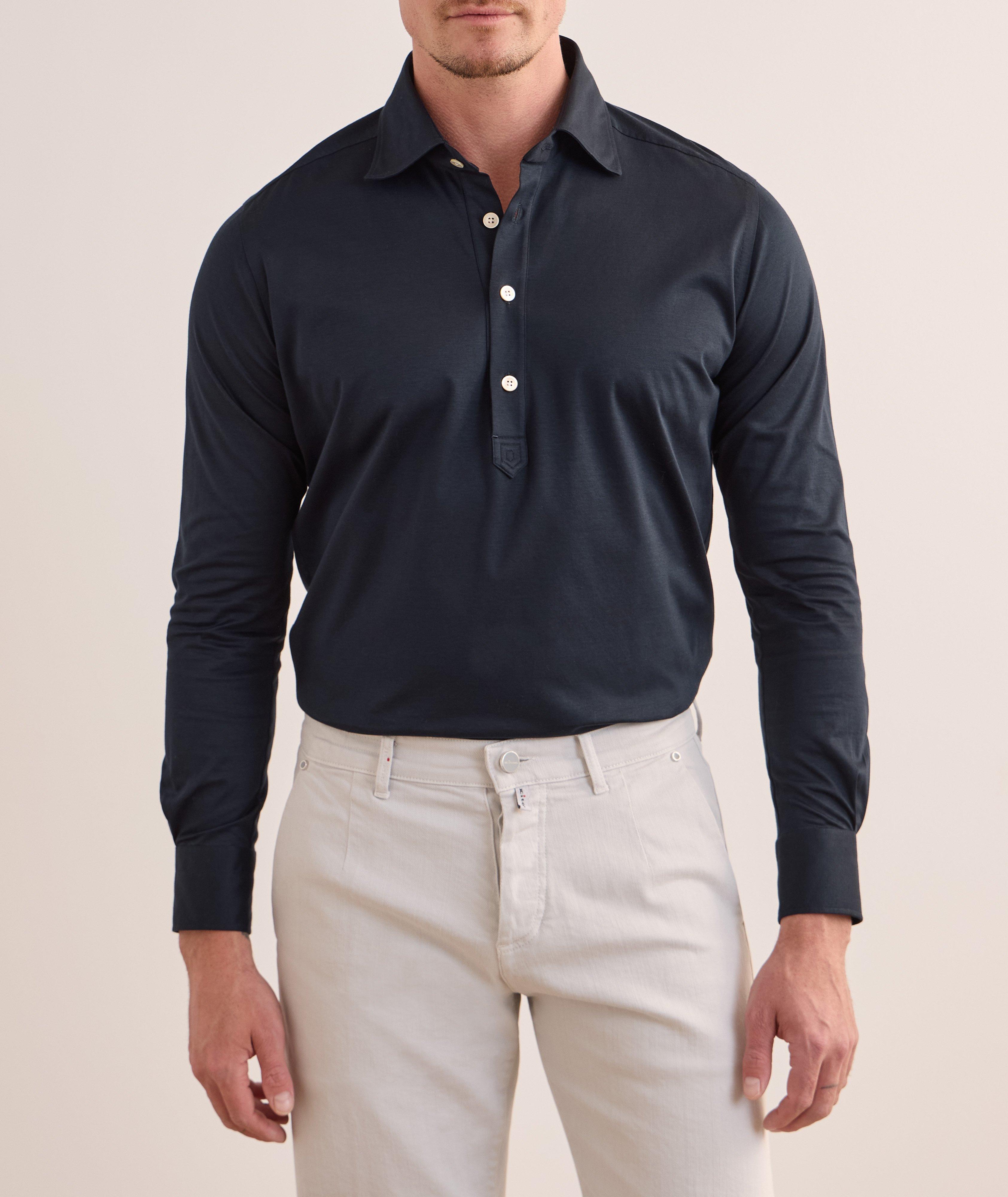 Long Placket Cotton Polo image 1