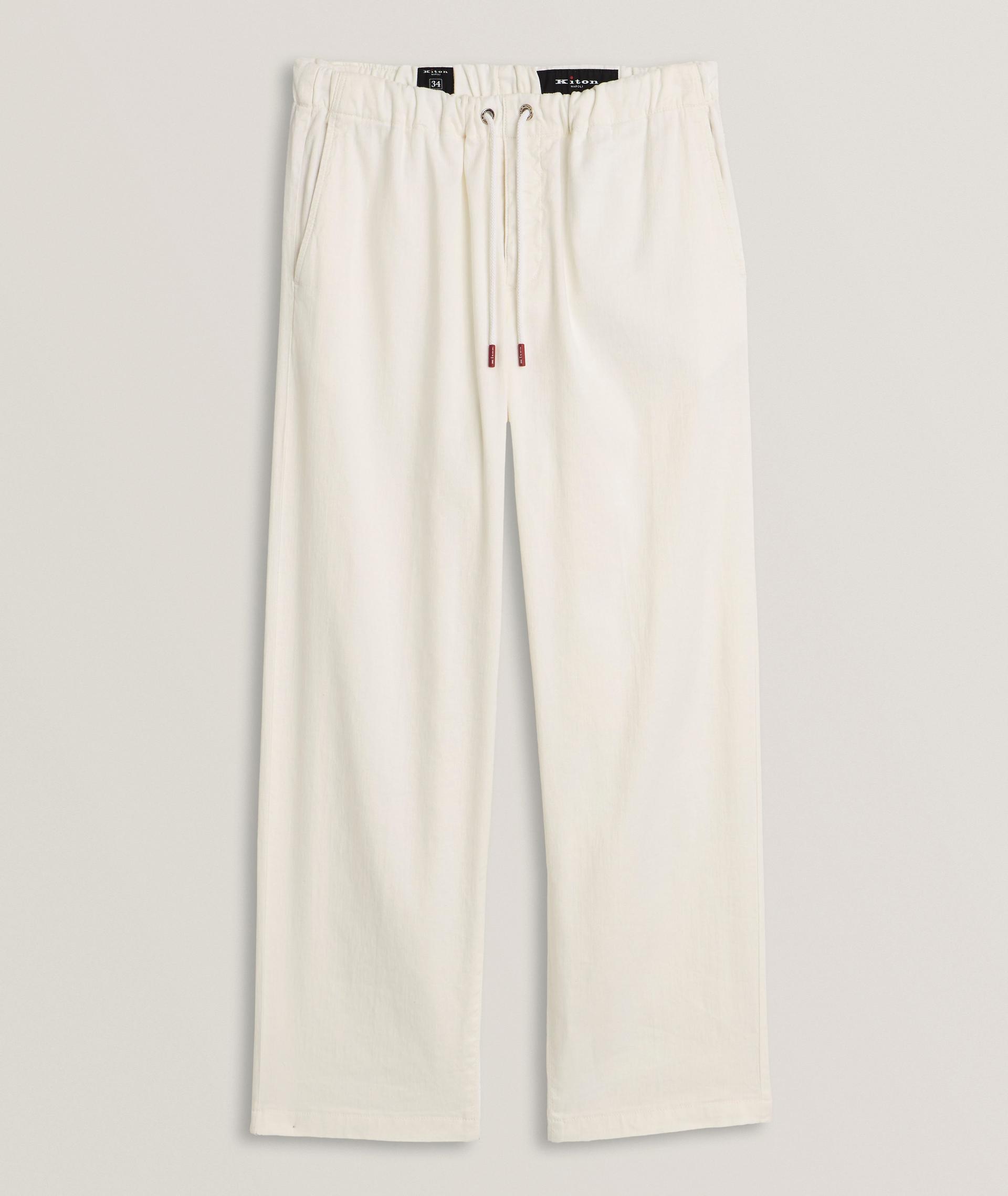 Pantalon en mélange de lin à cordon image 0