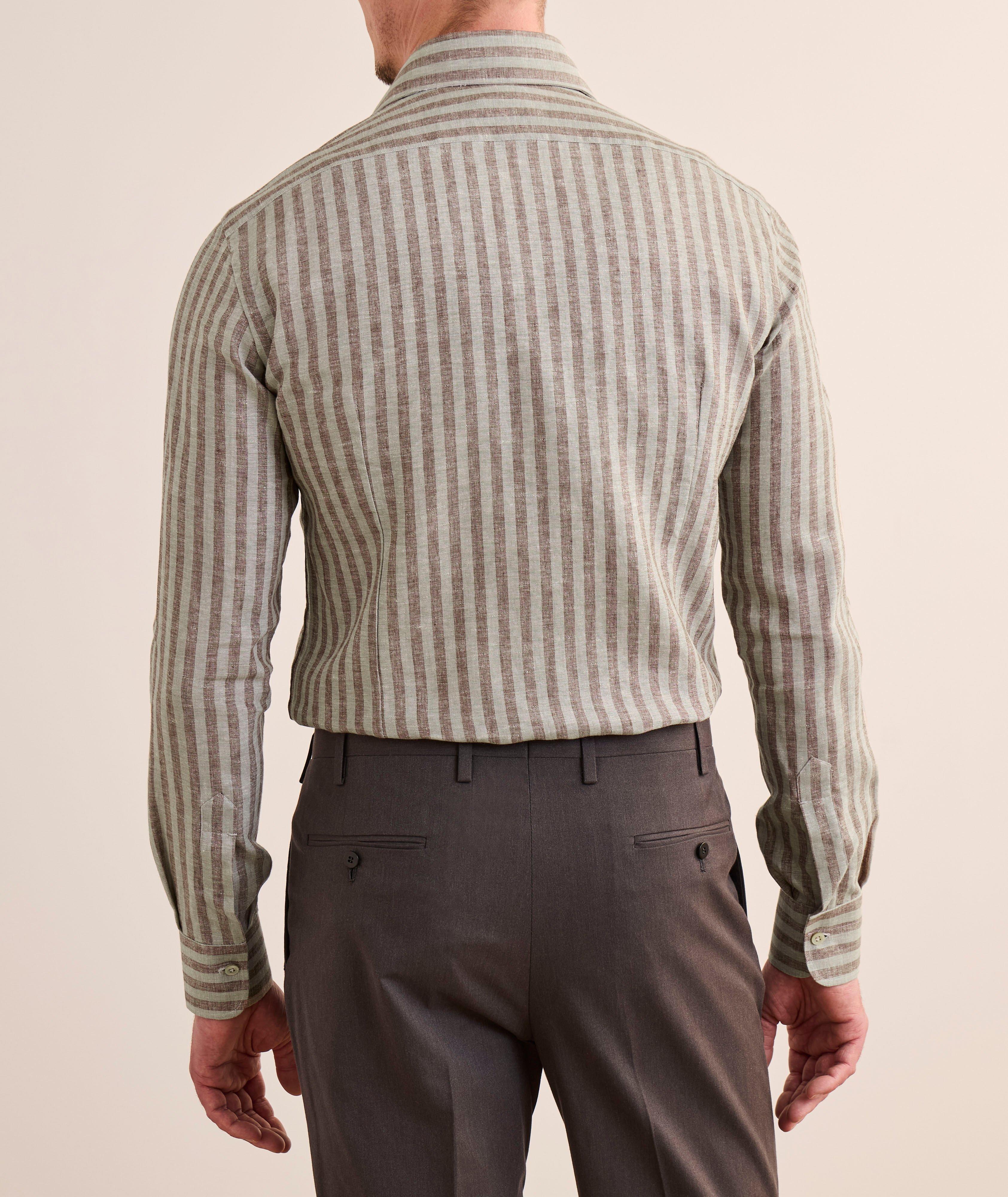 Wide Stripe Stretch-Linen Sport Shirt  image 2