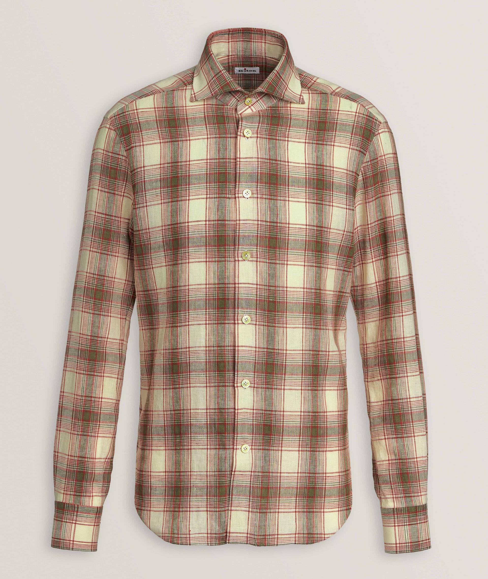 Chemise en lin extensible à carreaux image 0