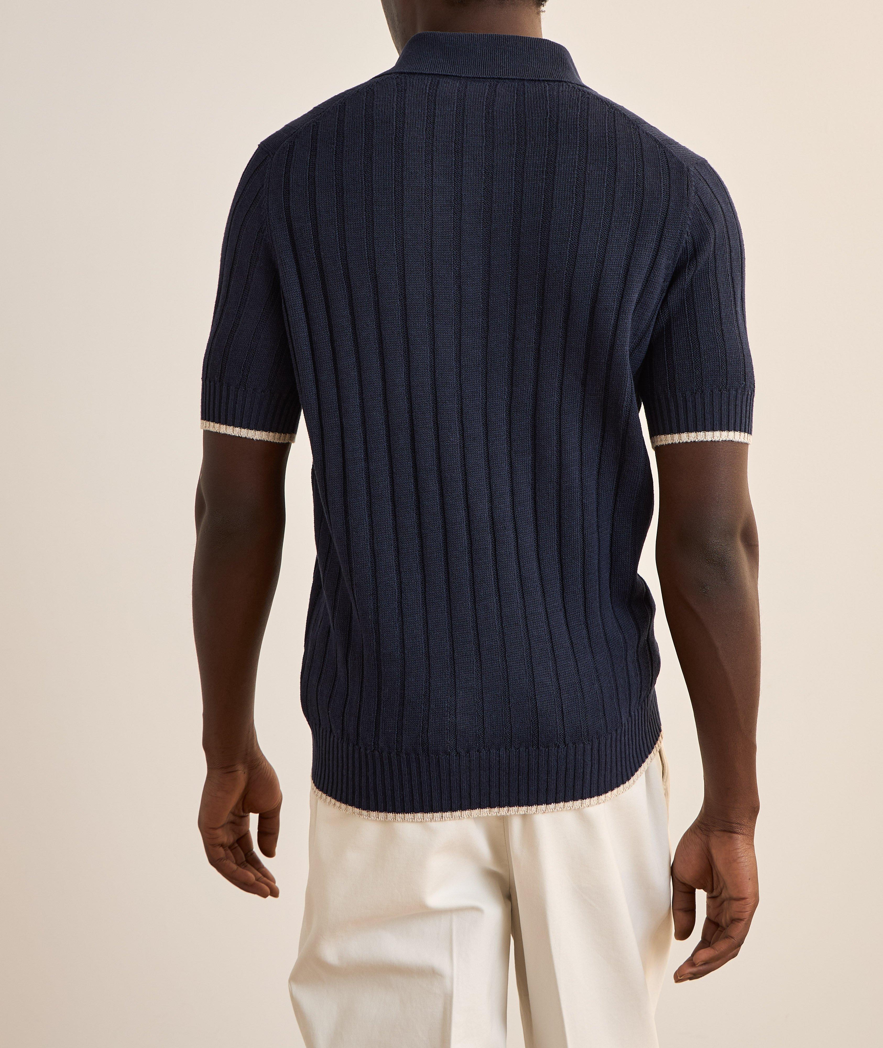 Ribbed Linen-Cotton Knit Polo  image 2