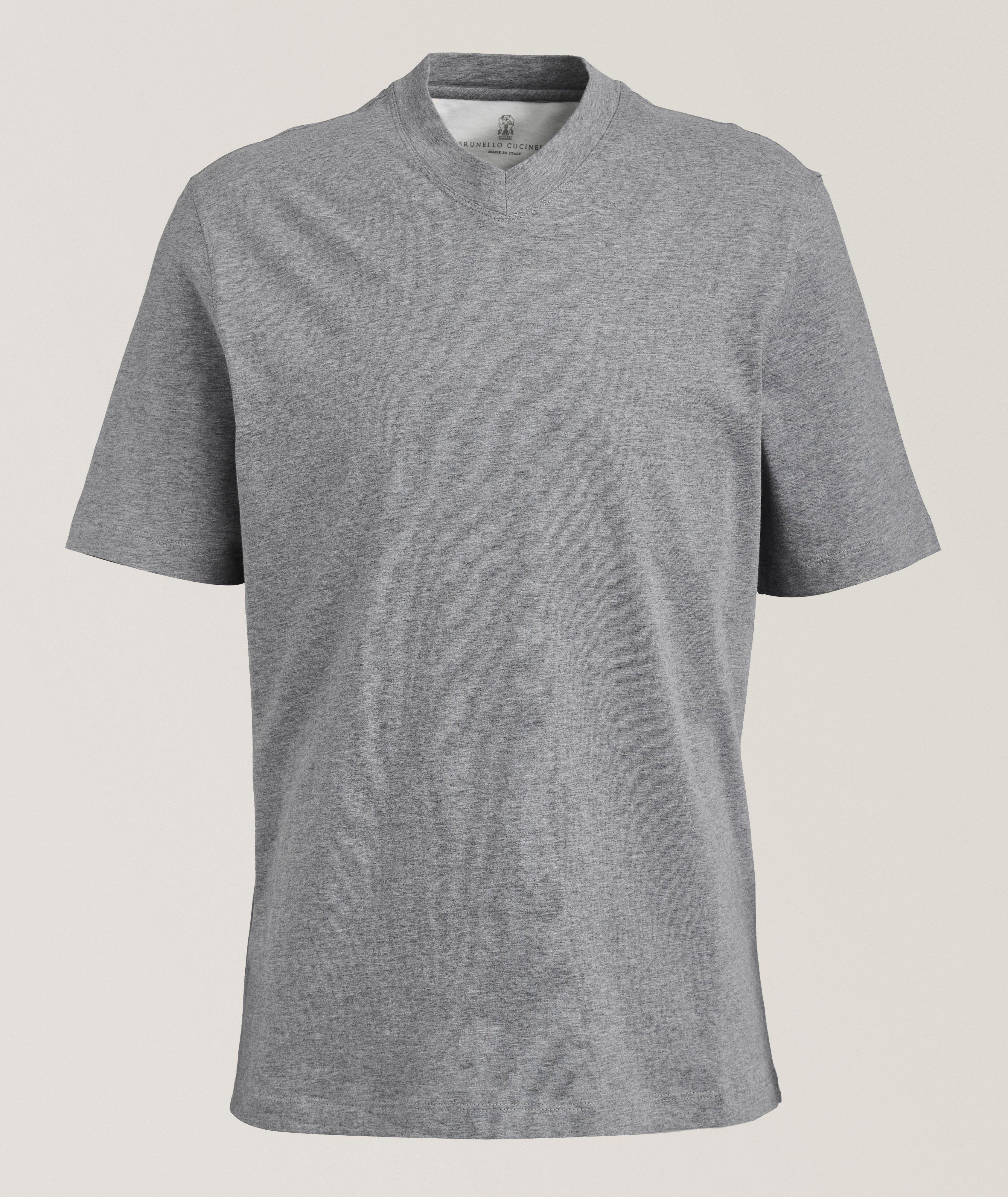 T-shirt en coton à encolure en V image 0
