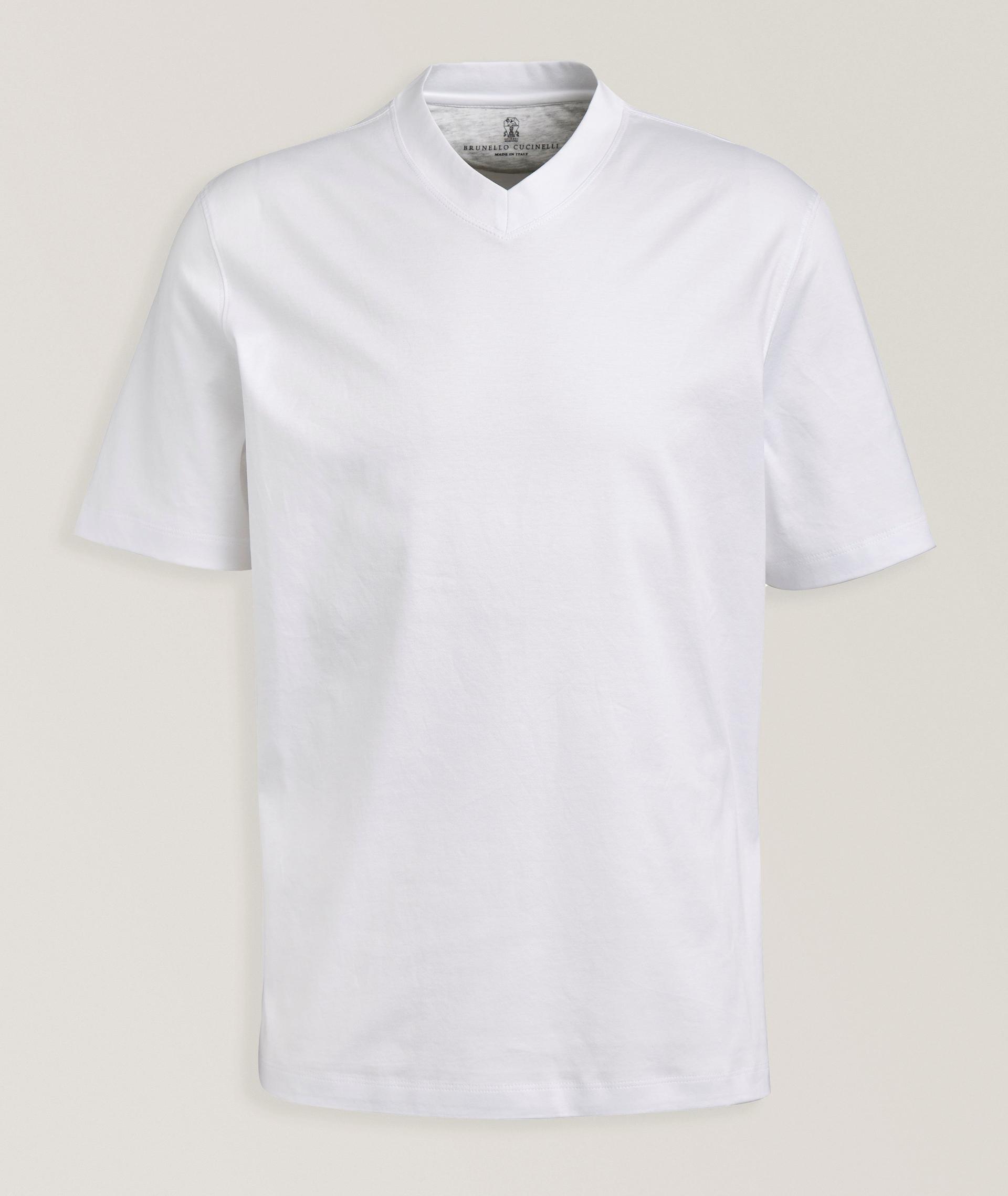 T-shirt en coton à encolure en V image 0