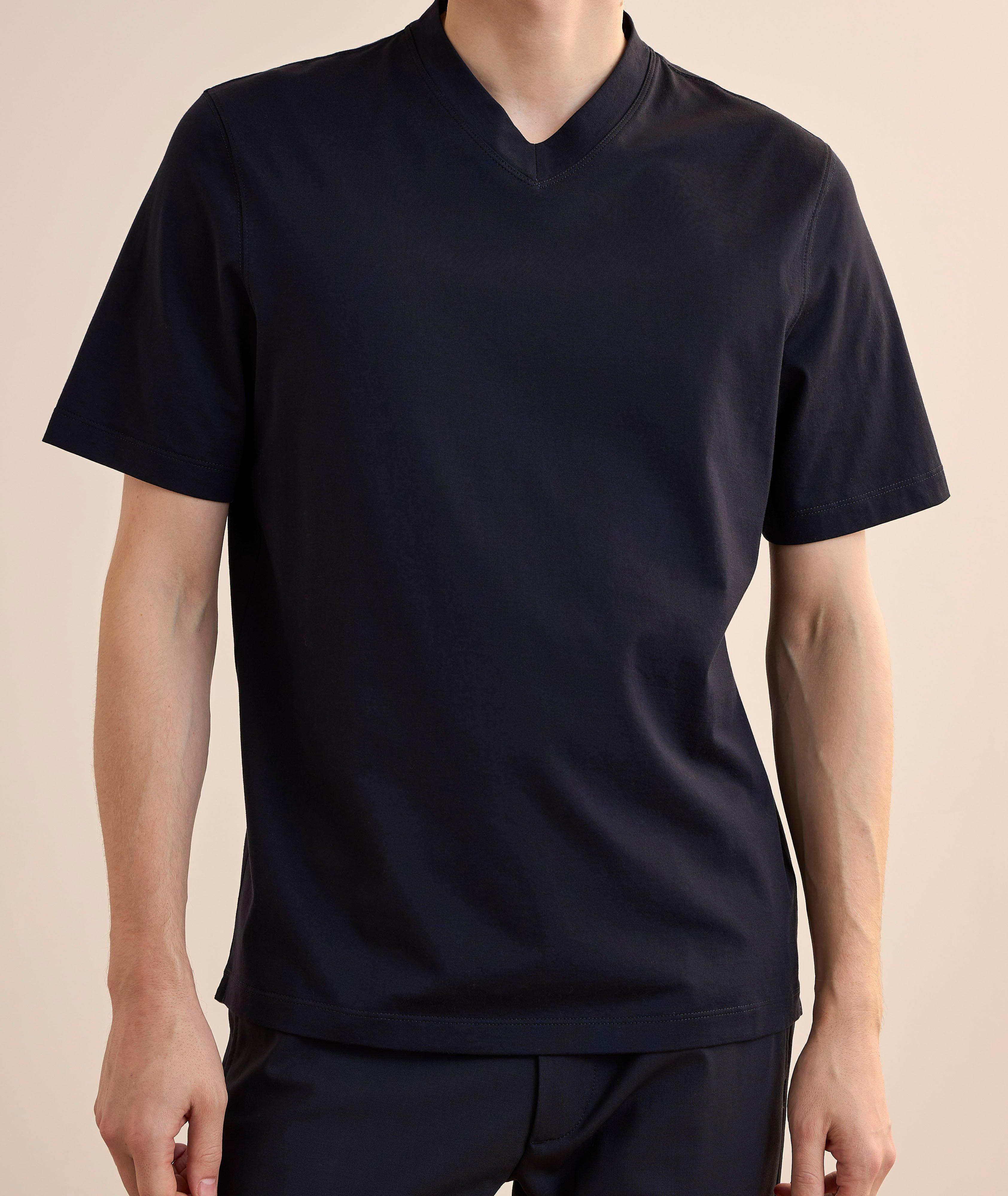 T-shirt en soie et en coton à encolure ronde image 1