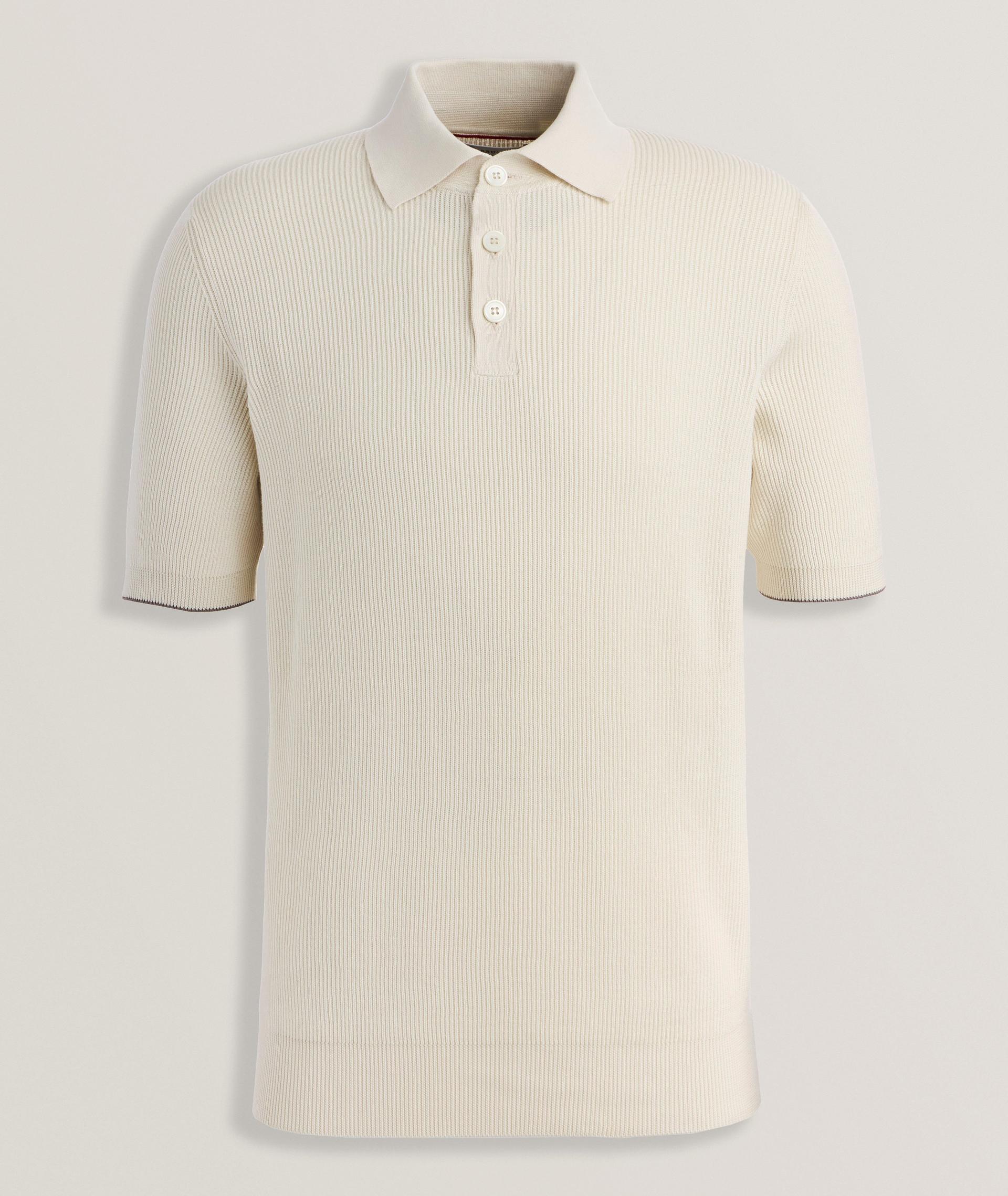 Ribbed Cotton Polo Sweater image 0