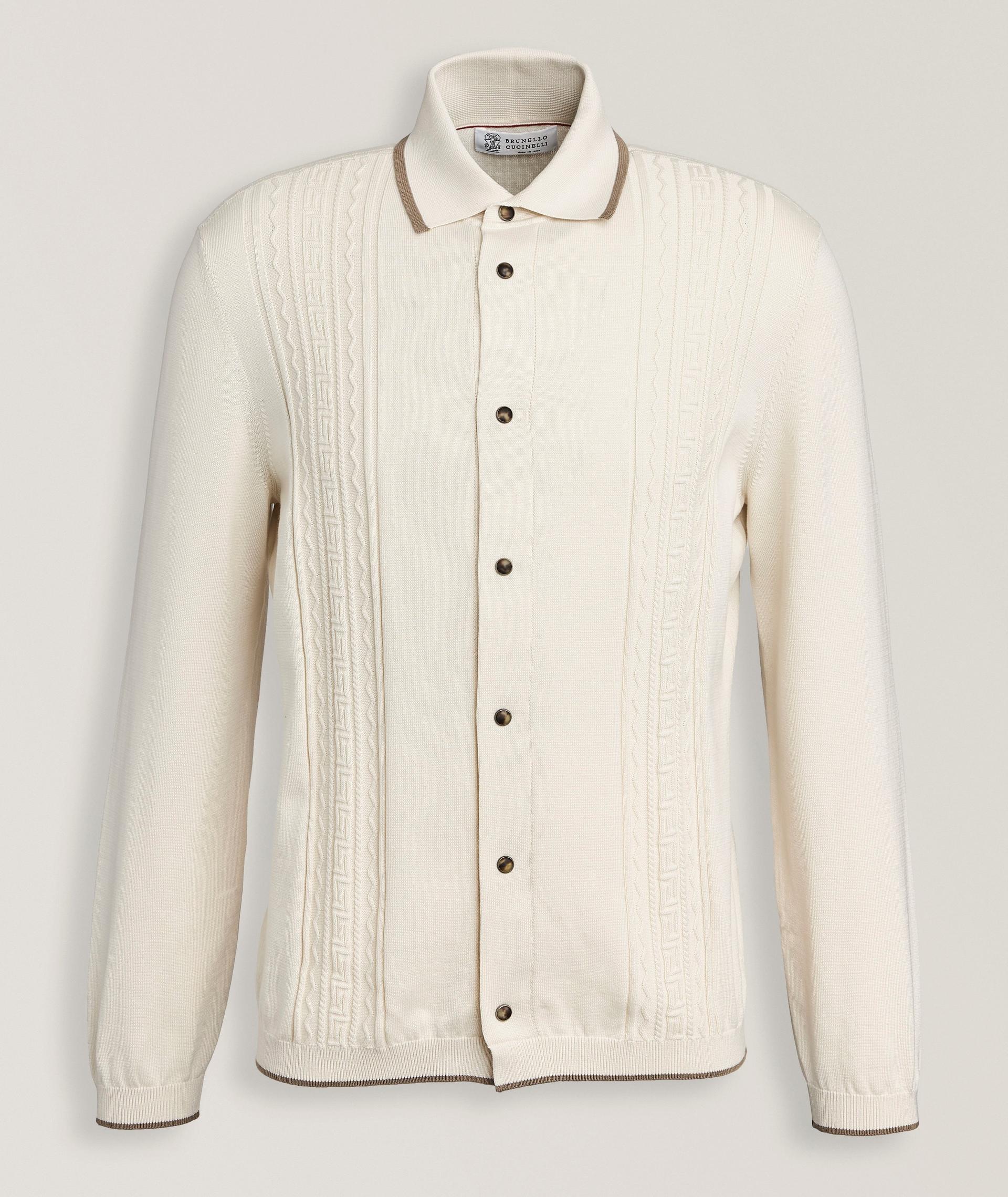 Pull boutonné en coton texturé image 0
