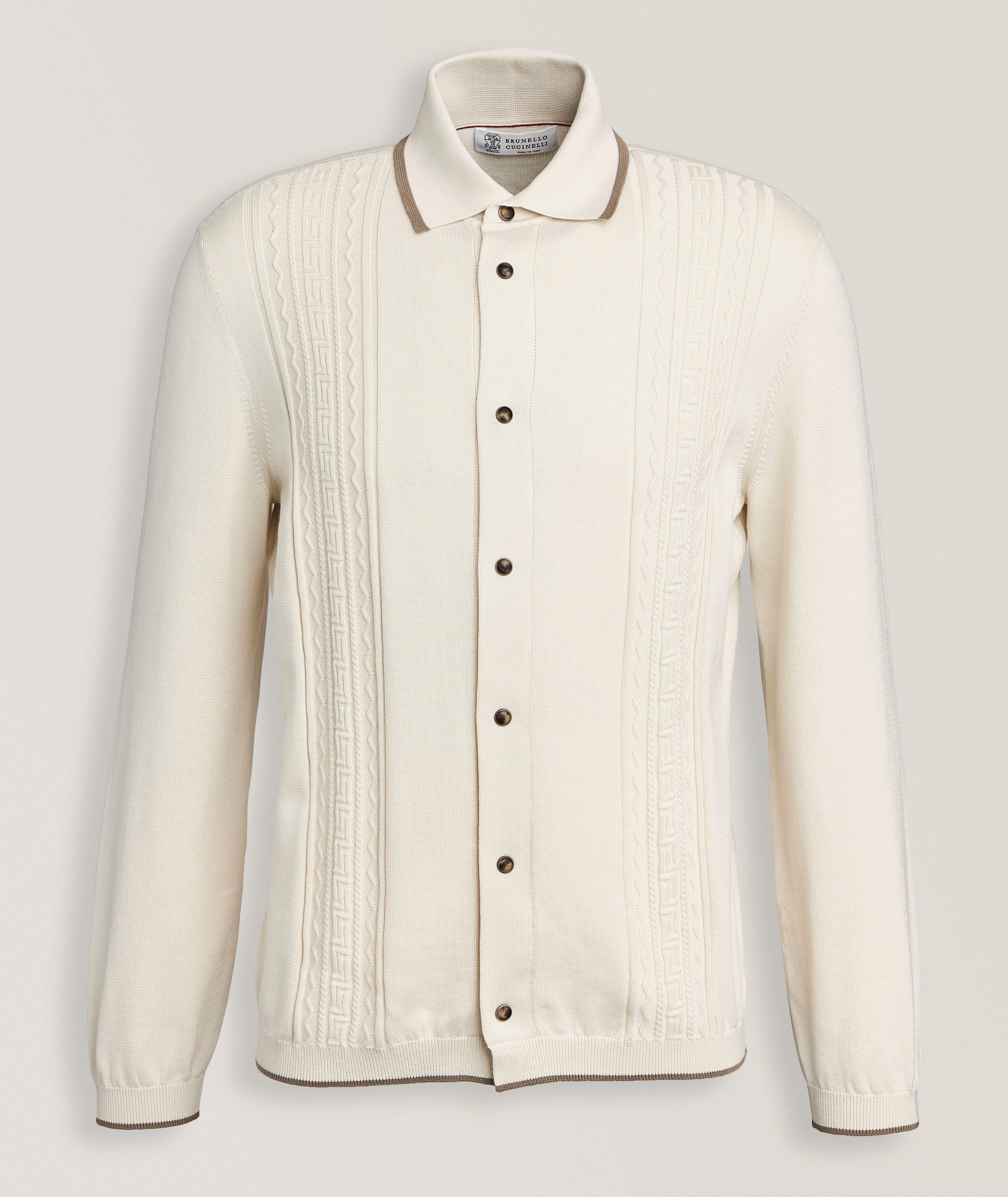 Brunello Cucinelli Textured Cotton Polo Cardigan 