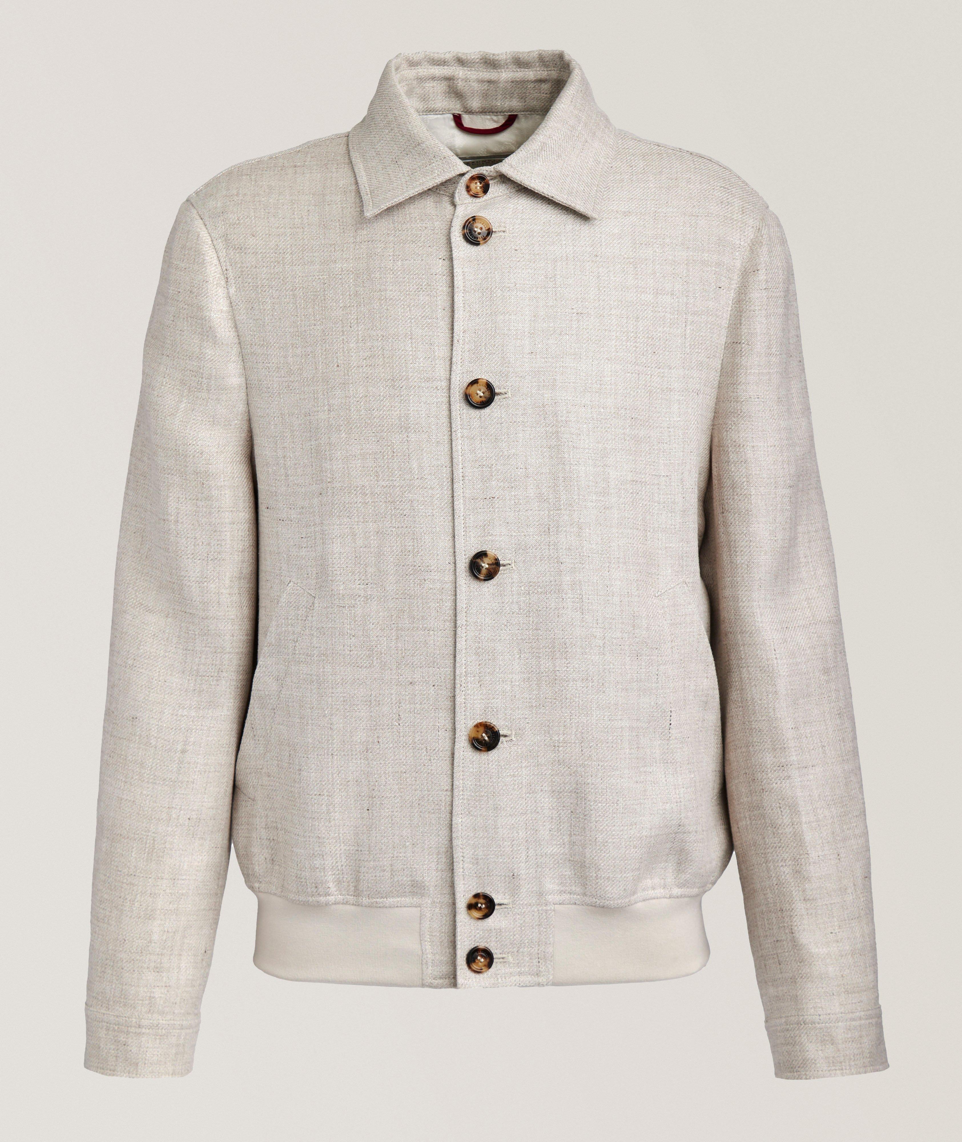 Brunello Cucinelli Blouson en lin, en laine et en soie