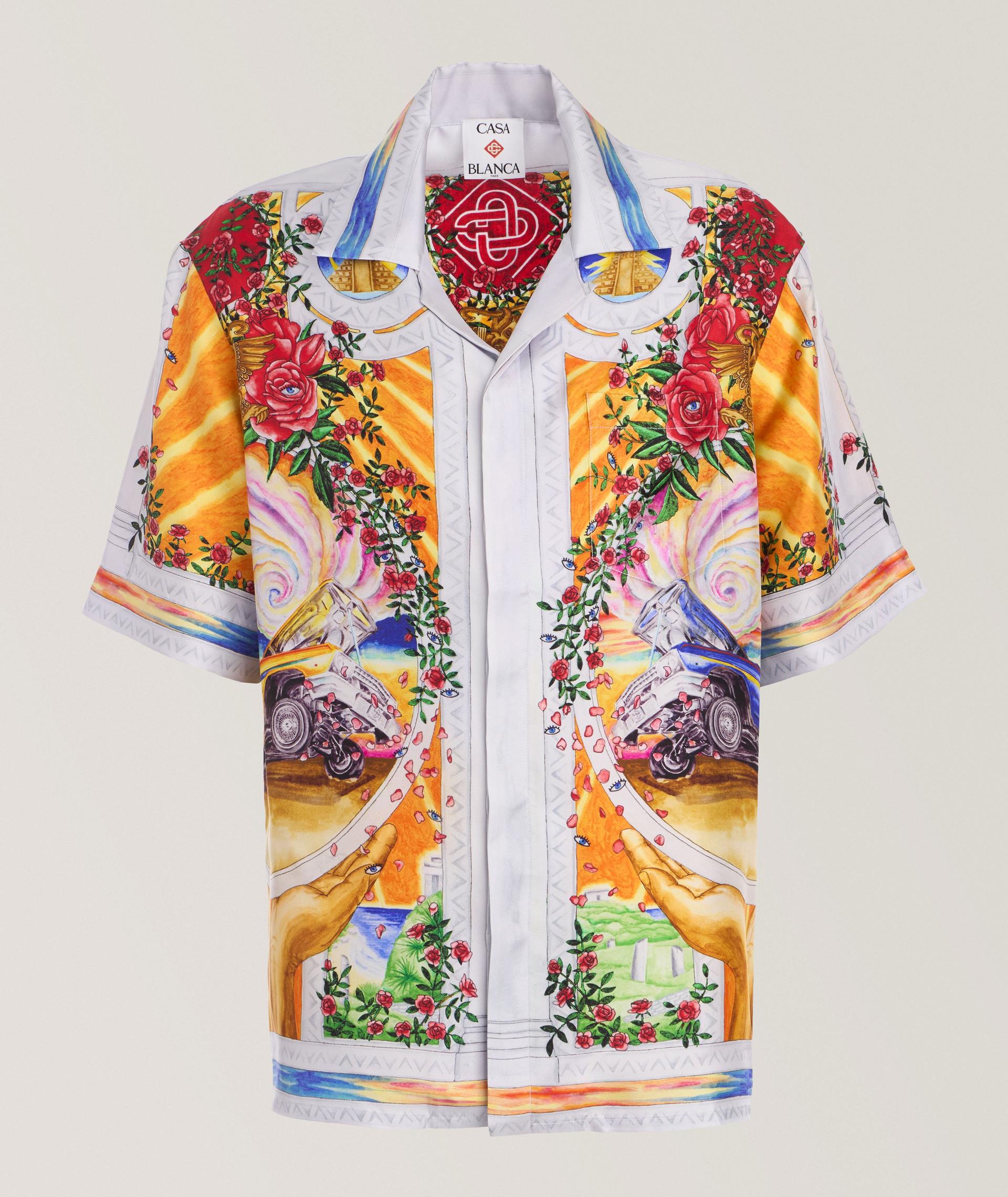 Chemise en soie à motif de roses image 0