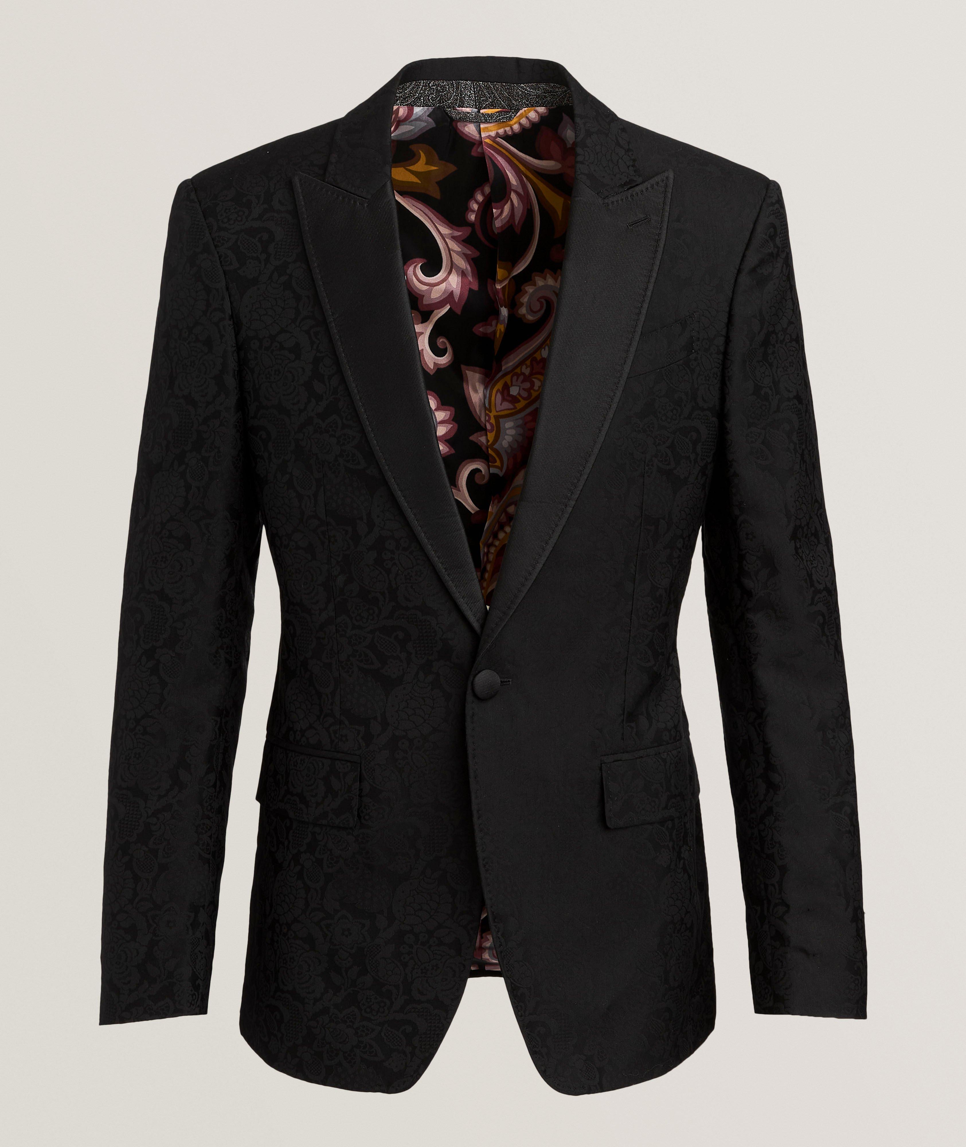 Silk-Blend Tonal Jacquard Floral Evening Jacket image 0