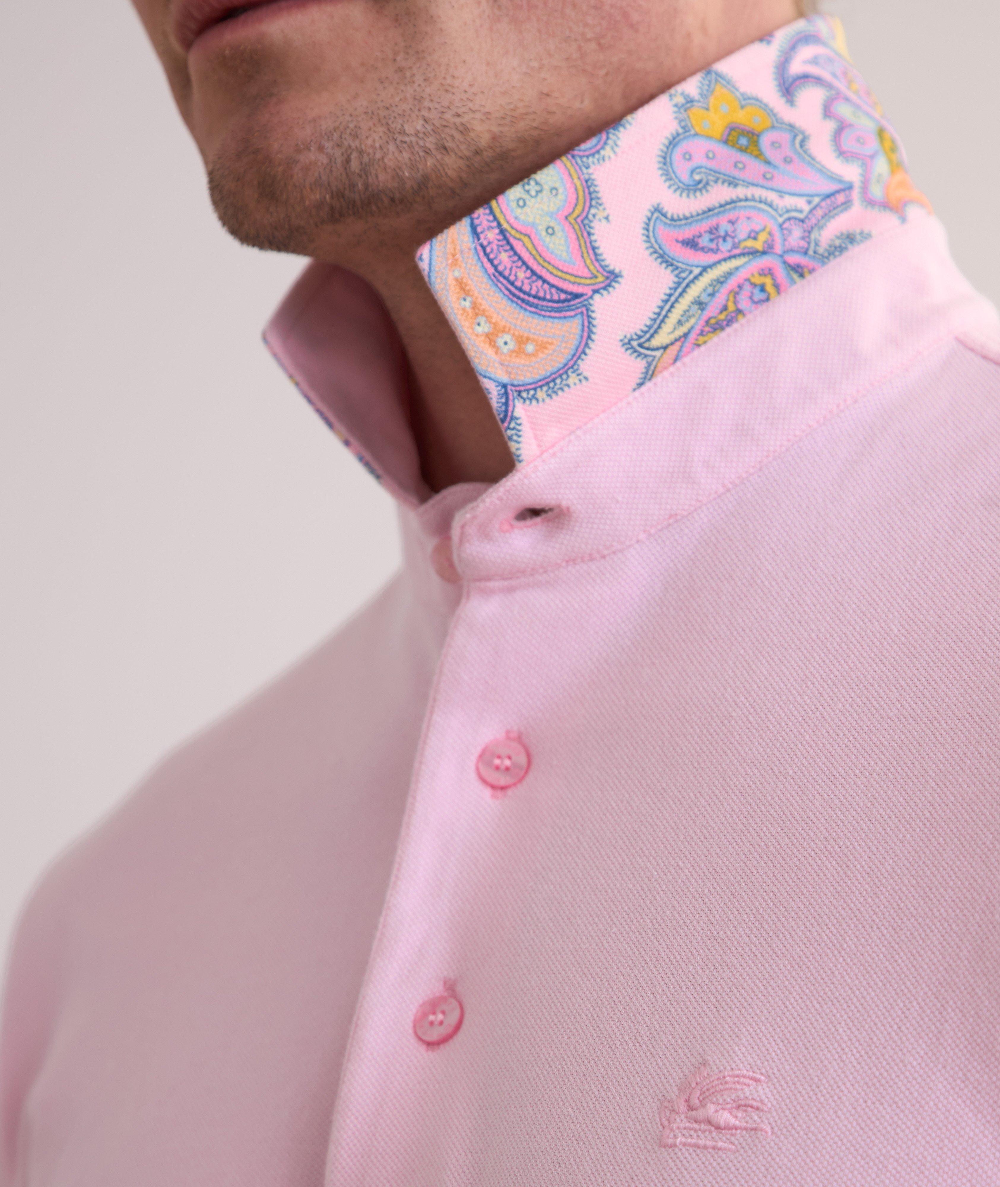 Polo coton avec motif paisley sous le col image 3